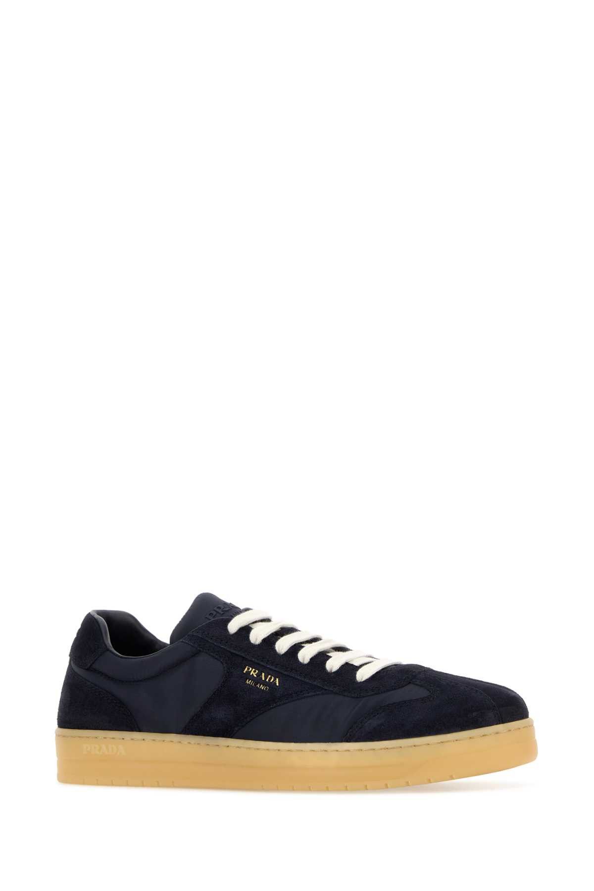 Prada Midnight Blue Suede E Re-Nylon Sneakers Size US 10 / EU 43 - 2 Thumbnail