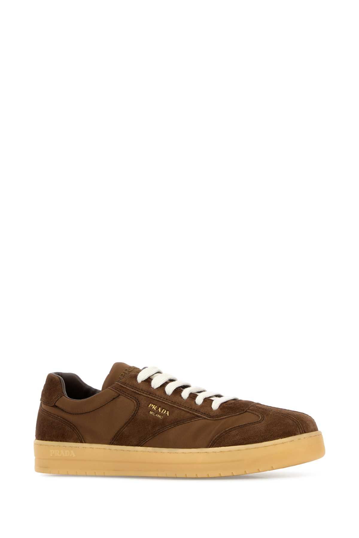Prada Brown Suede E Re-Nylon Sneakers Size US 7 / EU 40 - 2 Thumbnail