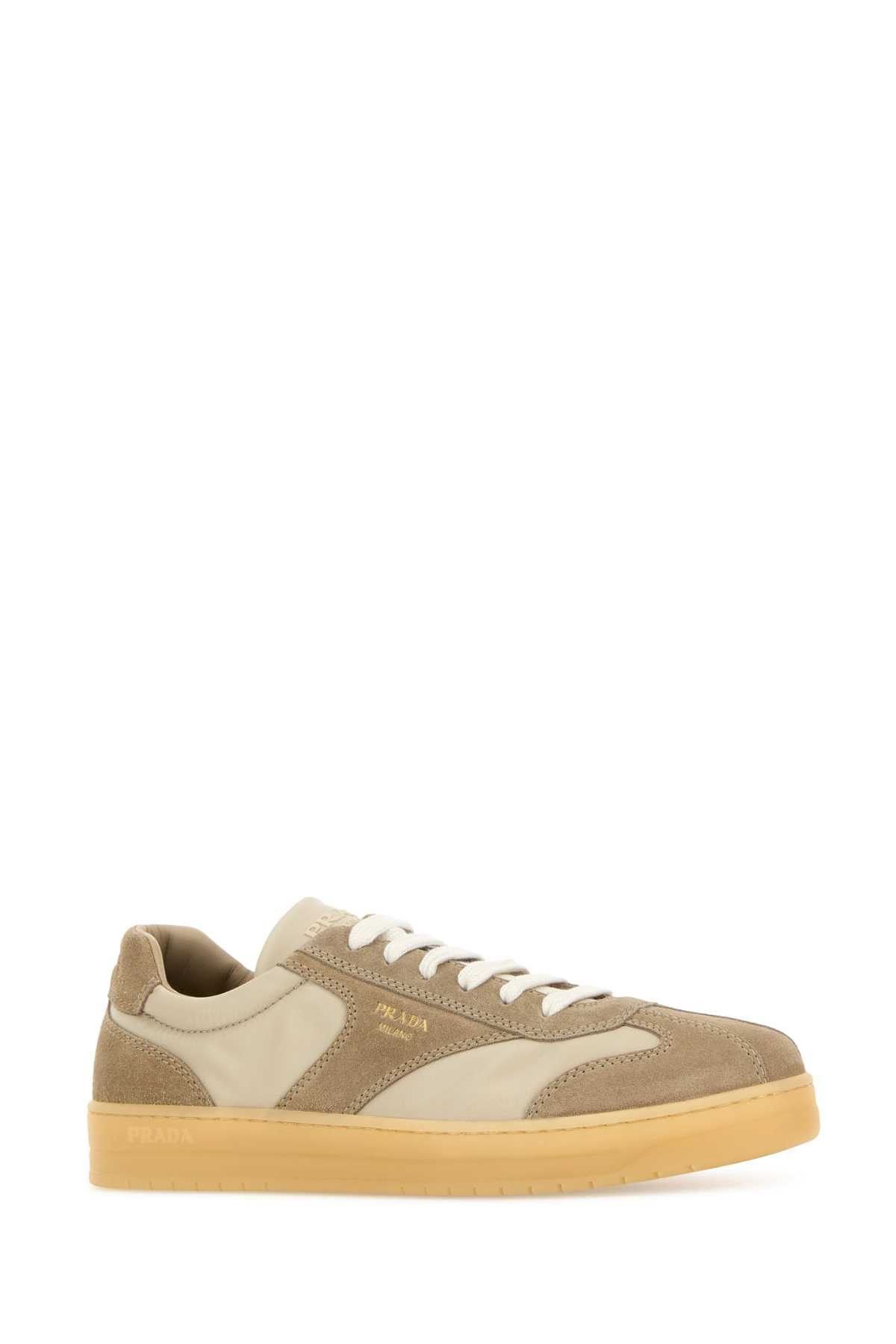 Prada Beige Suede E Re-Nylon Sneakers Size US 10.5 / EU 43-44 - 2 Thumbnail