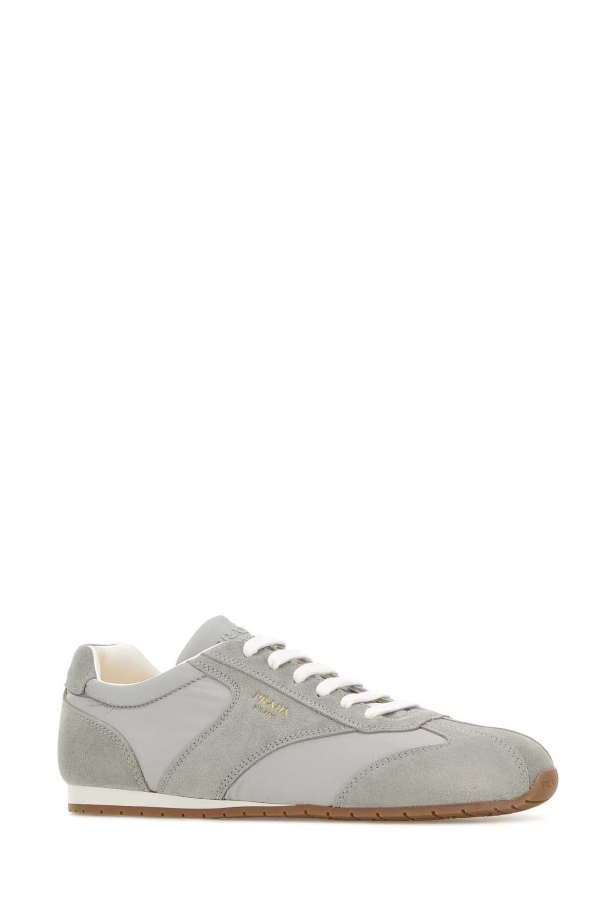 Prada Grey Suede And Fabric Sneakers Size US 8.5 / EU 41-42 - 2 Thumbnail