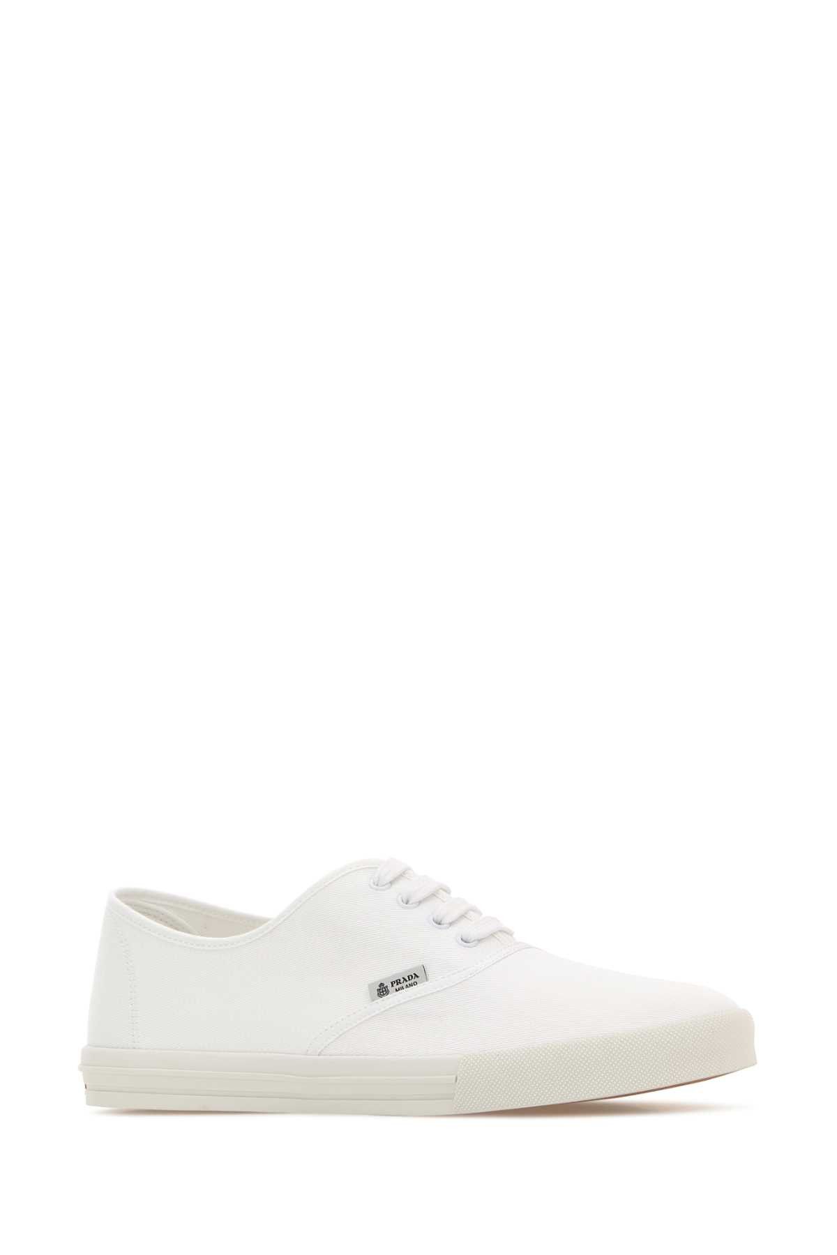 Prada White Canvas Sneakers Size US 7 / EU 40 - 2 Thumbnail