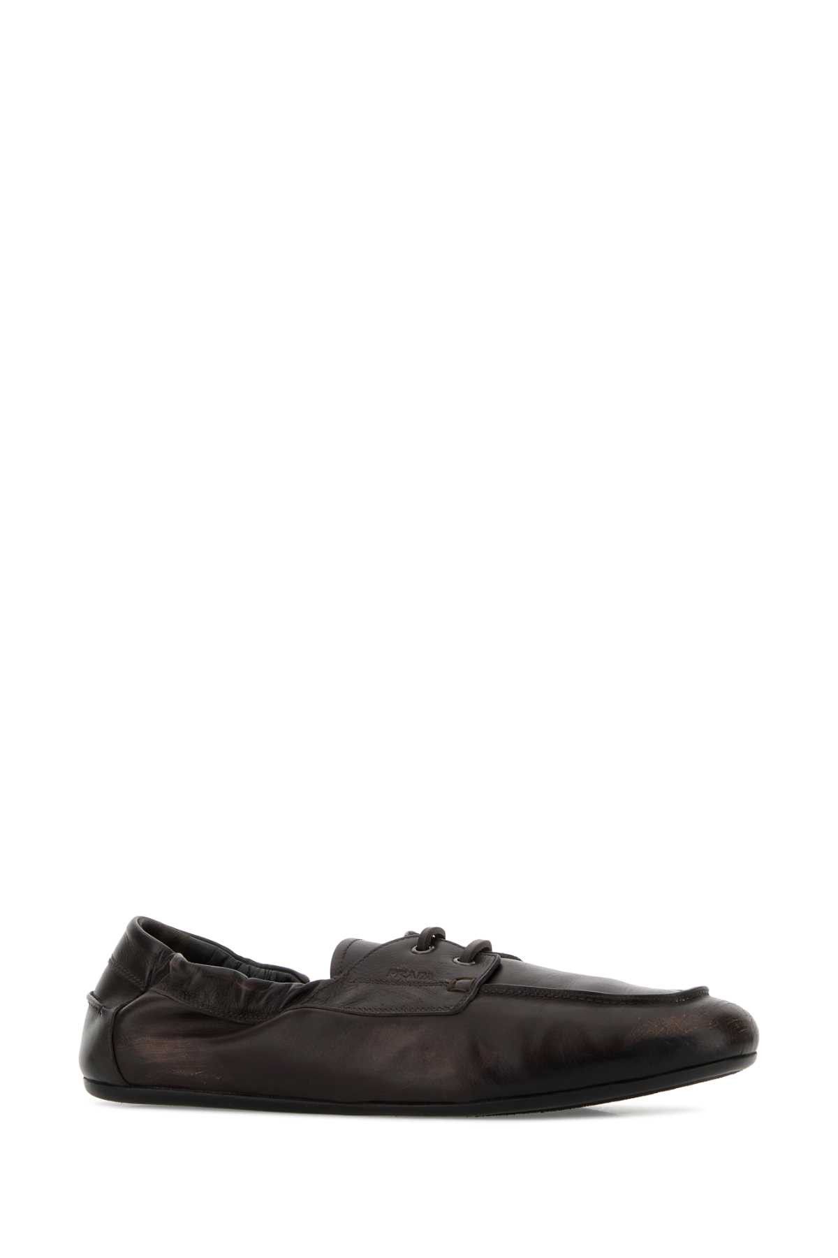 Prada Dark Brown Leather Loafers Size US 10 / EU 43 - 2 Thumbnail