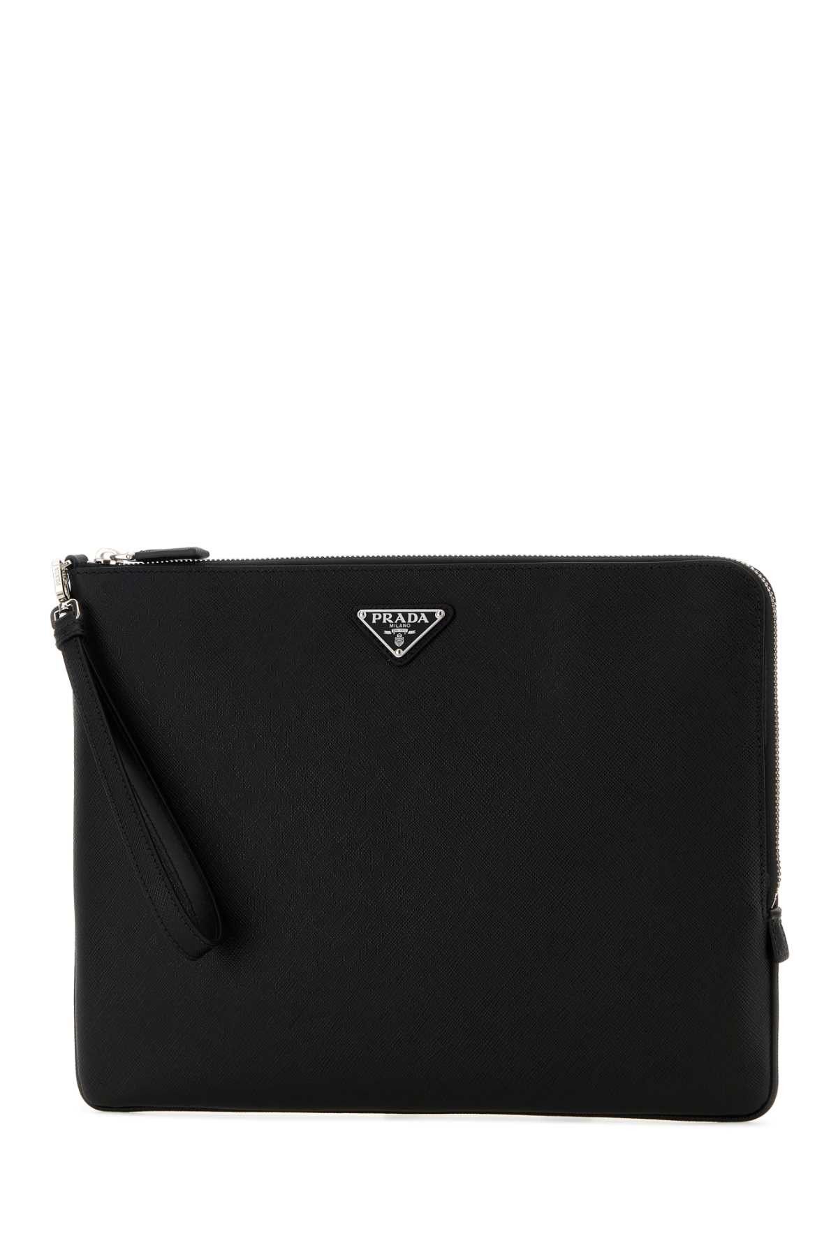 Prada Black Leather Clutch Size ONE SIZE - 2 Thumbnail