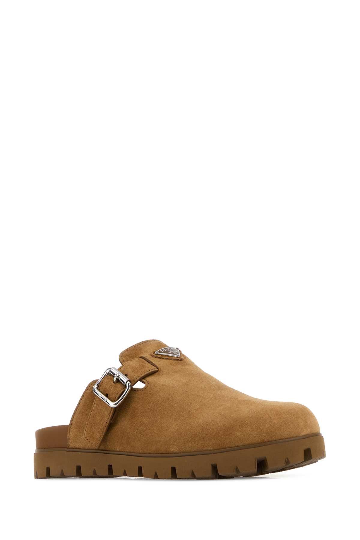 Prada Camel Suede Slippers Size US 12 / EU 45 - 2 Thumbnail