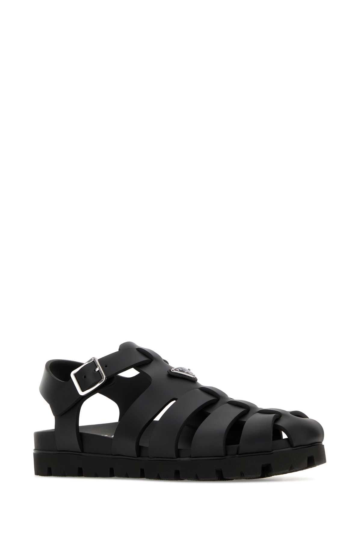 Prada Black Leather Sandals Size US 9 / EU 42 - 2 Thumbnail