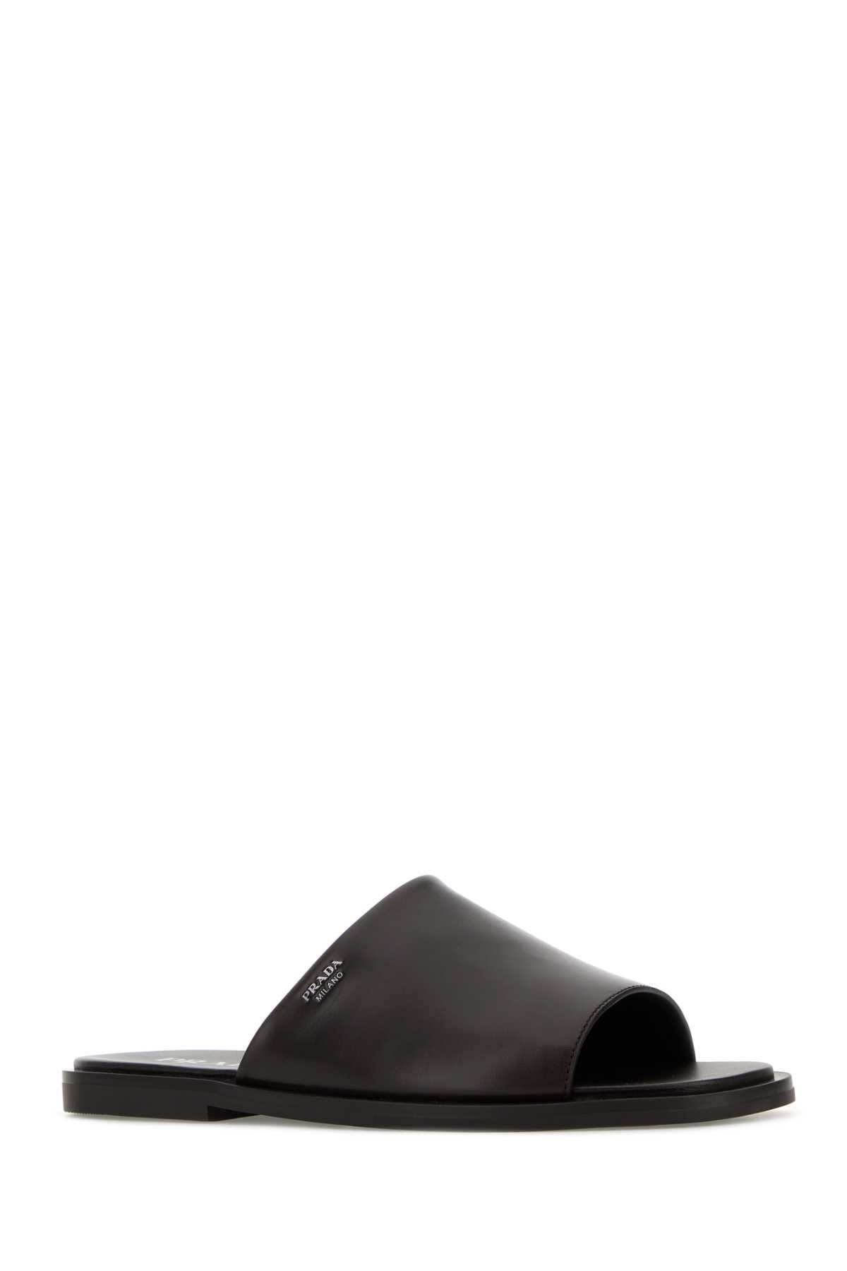 Prada Dark Brown Leather Slippers Size US 9 / EU 42 - 2 Thumbnail