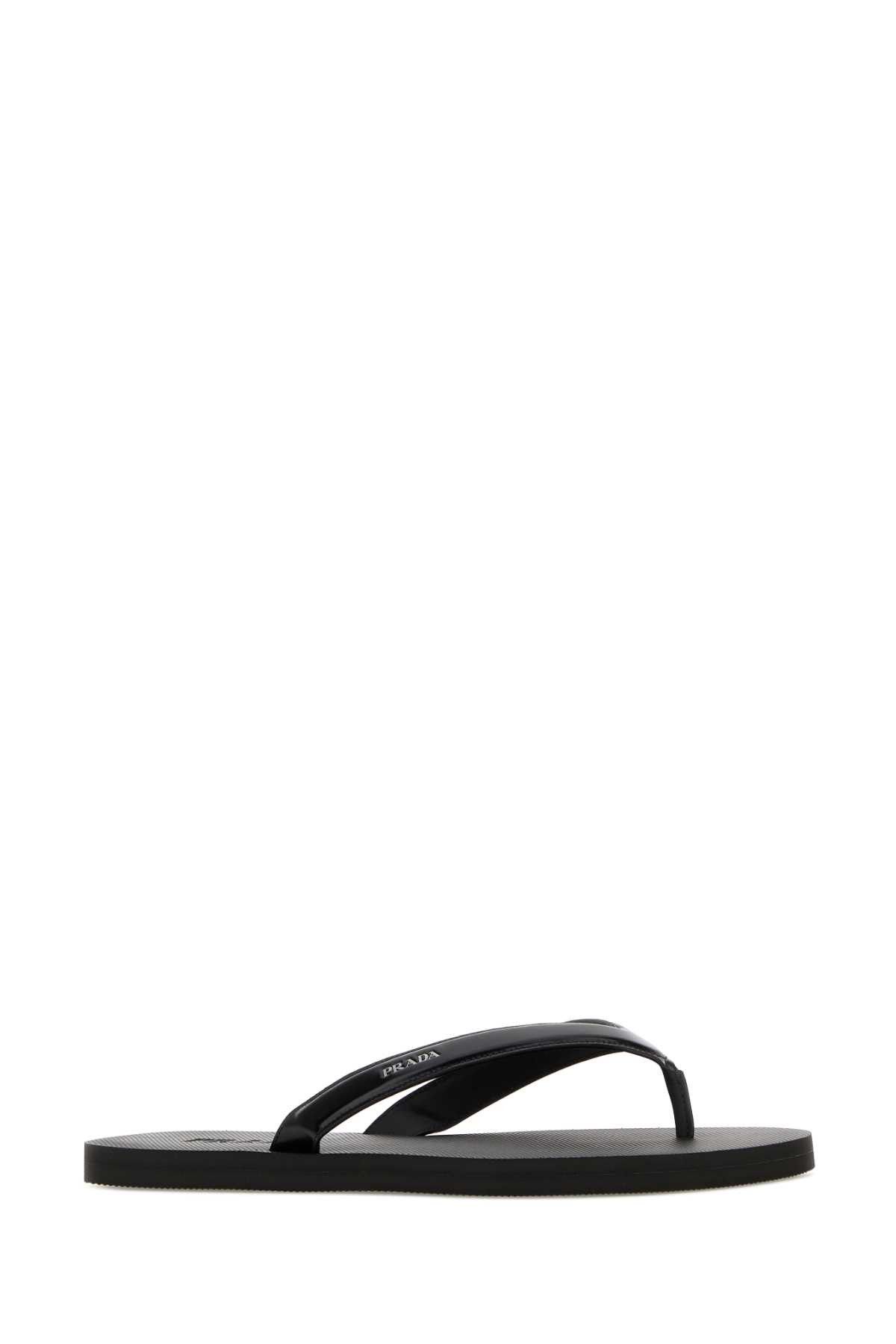 Prada Black Leather Thong Slippers Size US 7 / EU 40 - 2 Thumbnail