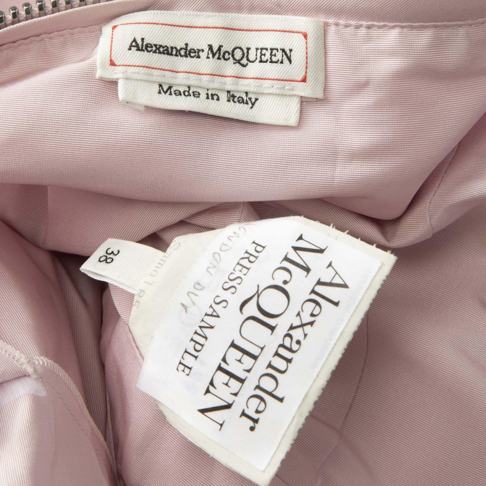 Alexander McQueen Pink Puff-Sleeve Pleated Faille Midi Dress Size XS / US 0-2 / IT 36-38 - 9 Thumbnail