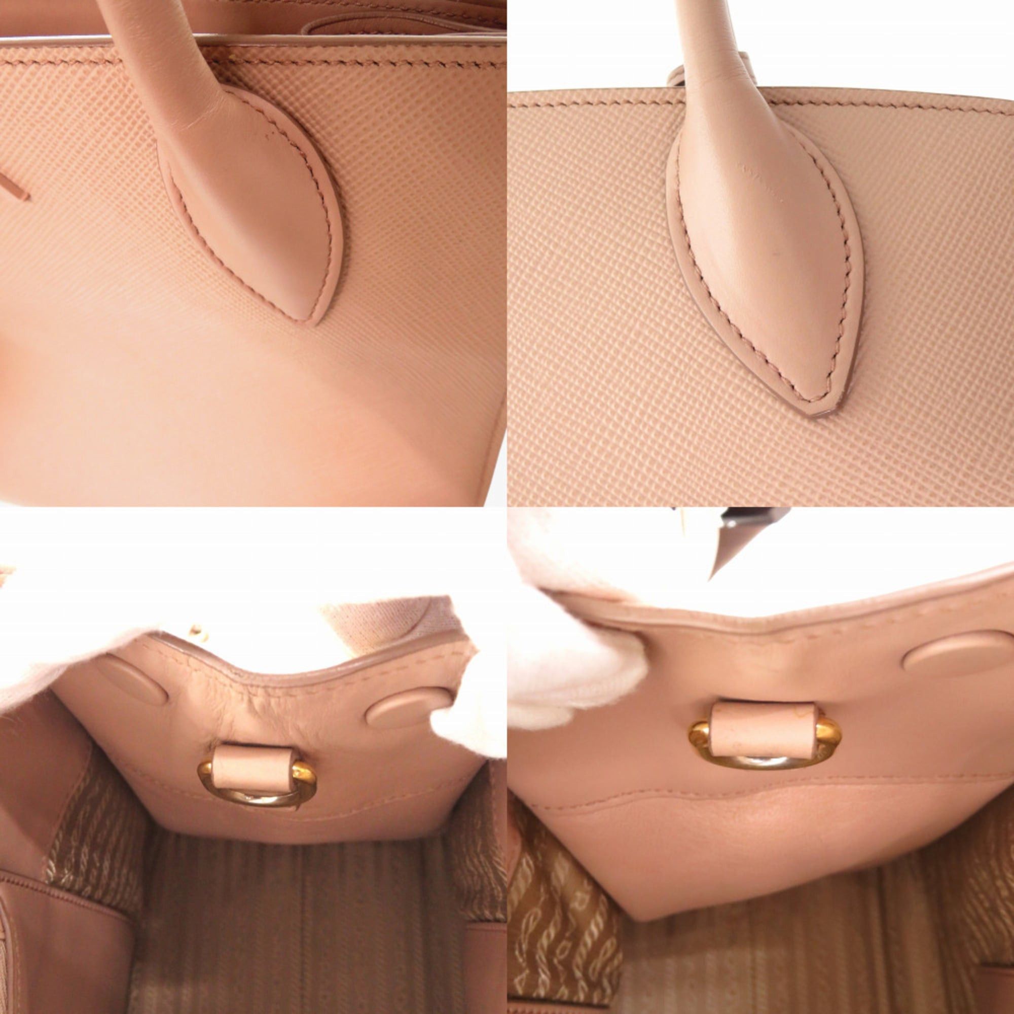 Prada Excellent condition Prada Monochrome 1BA155 Saffiano Leather Pink Beige 2-Way Handbag 1277PRADA Size ONE SIZE - 12 Thumbnail