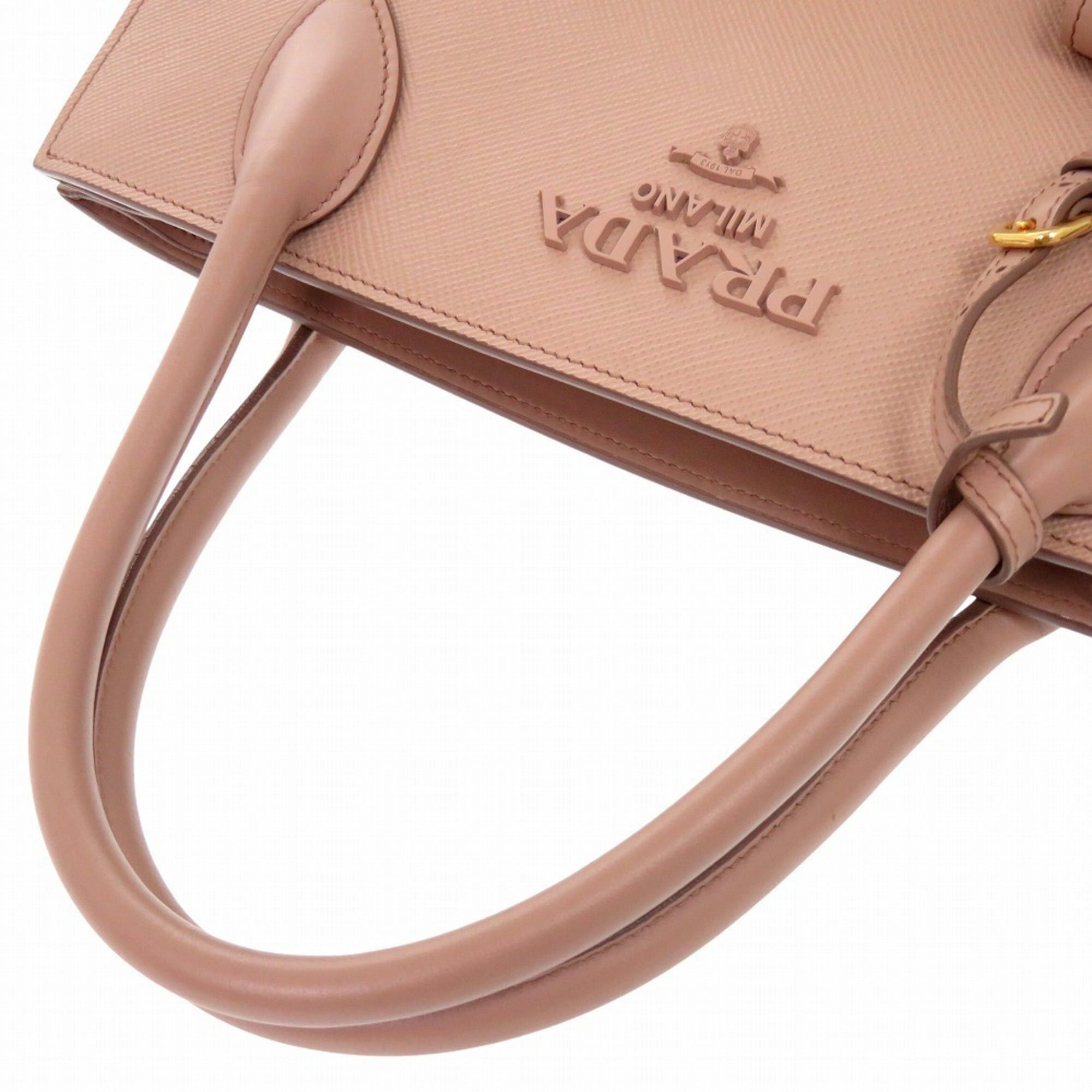 Prada Excellent condition Prada Monochrome 1BA155 Saffiano Leather Pink Beige 2-Way Handbag 1277PRADA Size ONE SIZE - 7 Thumbnail