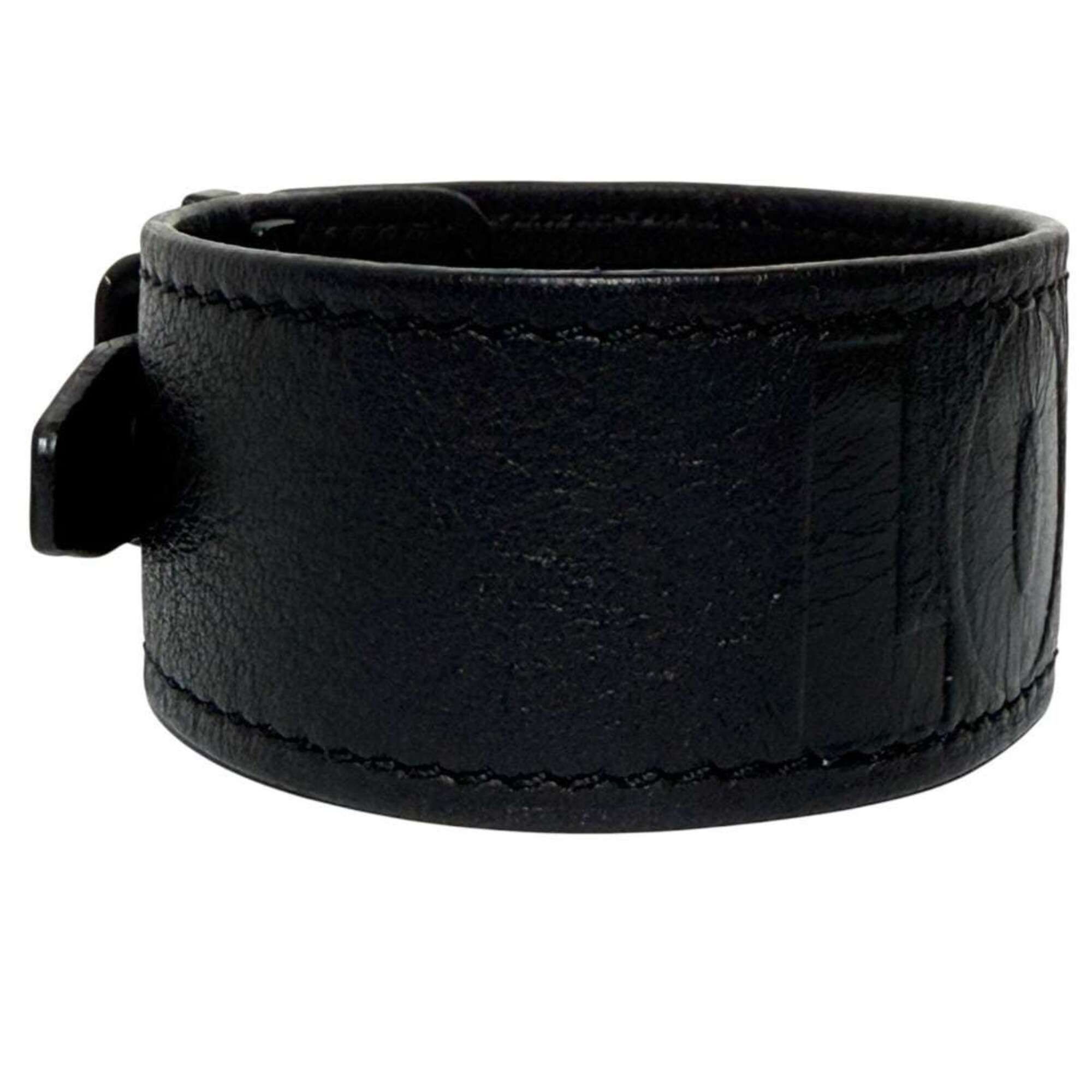 Louis Vuitton Louis Vuitton Men's Wide Bracelet, History Series, Leather, Black Size ONE SIZE - 4 Thumbnail
