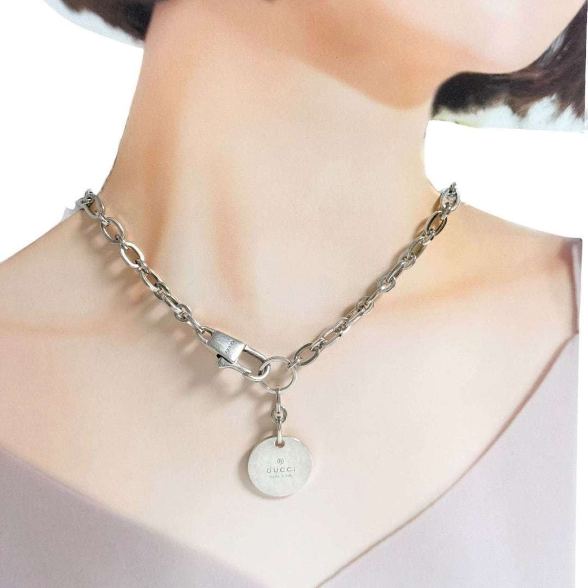 Gucci Gucci unisex pendant necklace, 41cm, sterling silver (925). Size ONE SIZE - 10 Thumbnail