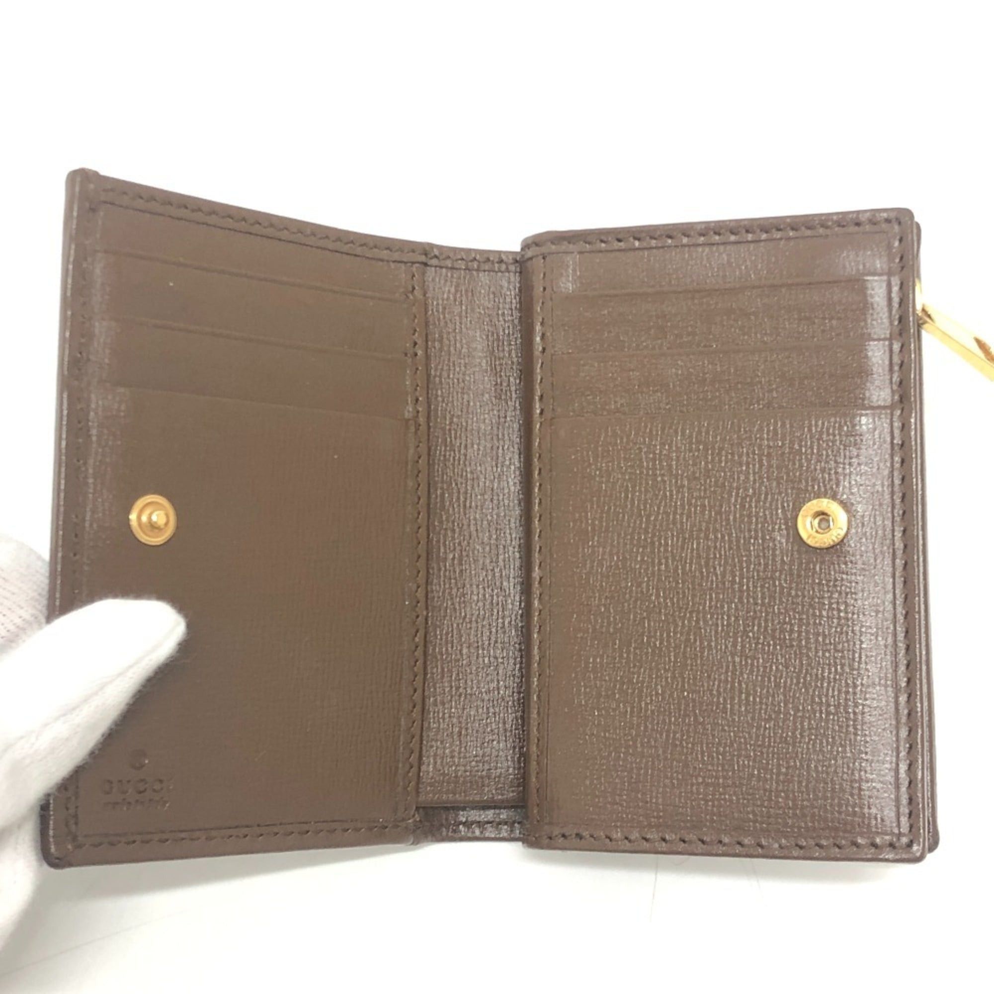 Gucci GUCCI 726846 Horsebit 1955 Compact Wallet, Mini GG Supreme, Bi-fold Supreme Canvas, Women's, Brown Size ONE SIZE - 10 Thumbnail
