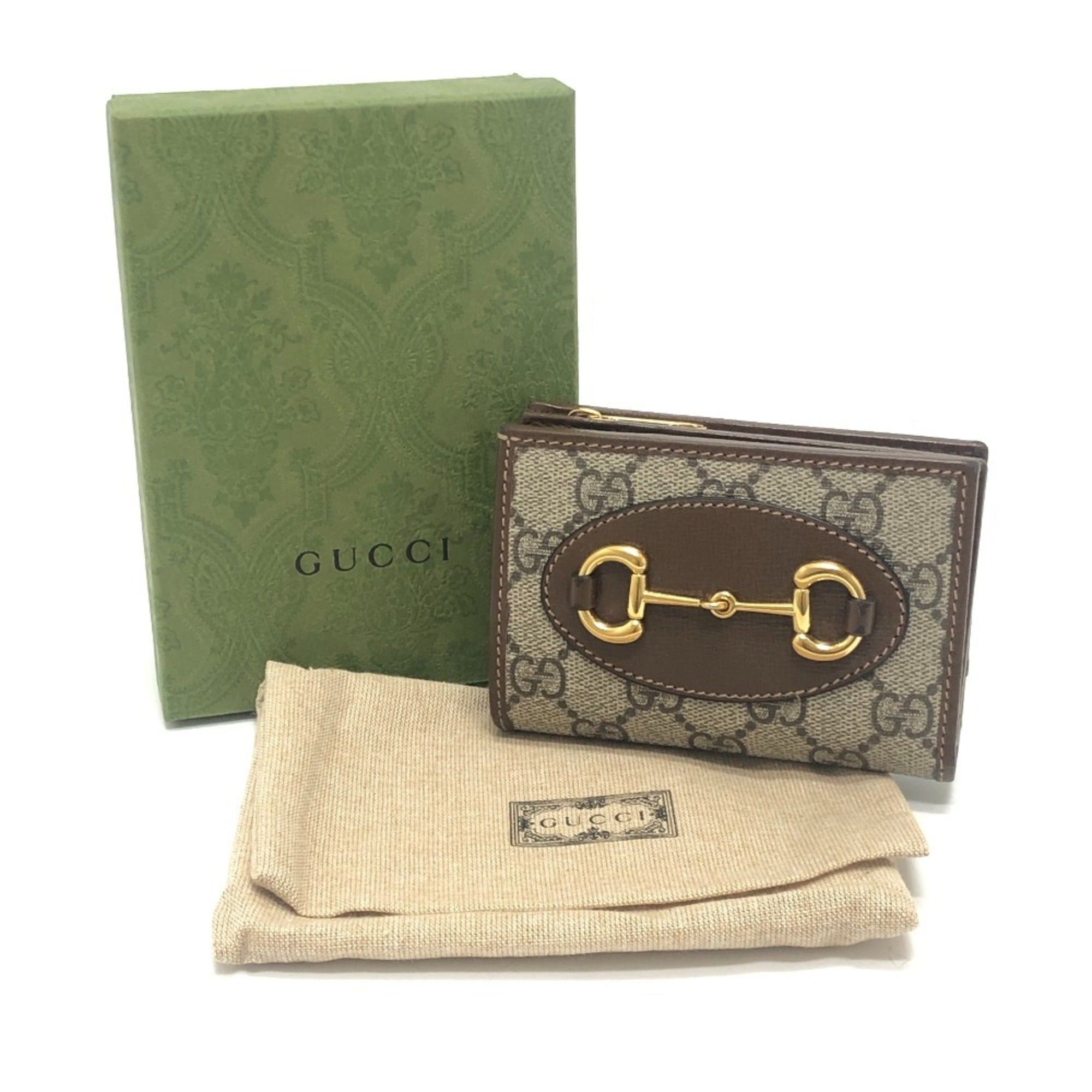 Gucci GUCCI 726846 Horsebit 1955 Compact Wallet, Mini GG Supreme, Bi-fold Supreme Canvas, Women's, Brown Size ONE SIZE - 16 Thumbnail