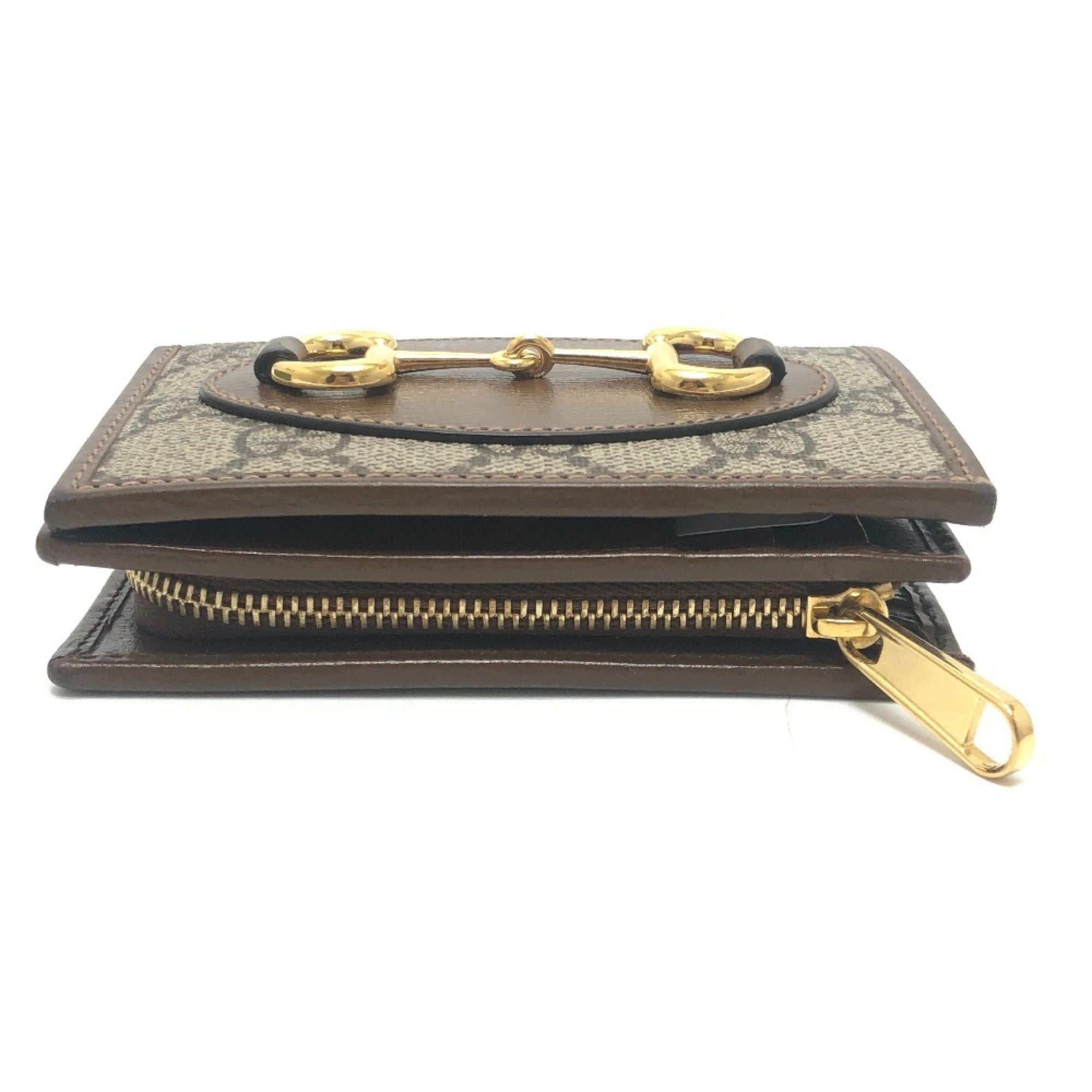 Gucci GUCCI 726846 Horsebit 1955 Compact Wallet, Mini GG Supreme, Bi-fold Supreme Canvas, Women's, Brown Size ONE SIZE - 6 Thumbnail
