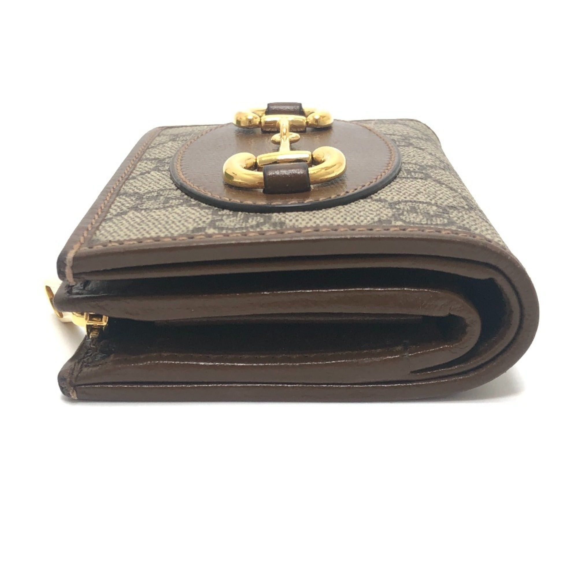 Gucci GUCCI 726846 Horsebit 1955 Compact Wallet, Mini GG Supreme, Bi-fold Supreme Canvas, Women's, Brown Size ONE SIZE - 3 Thumbnail