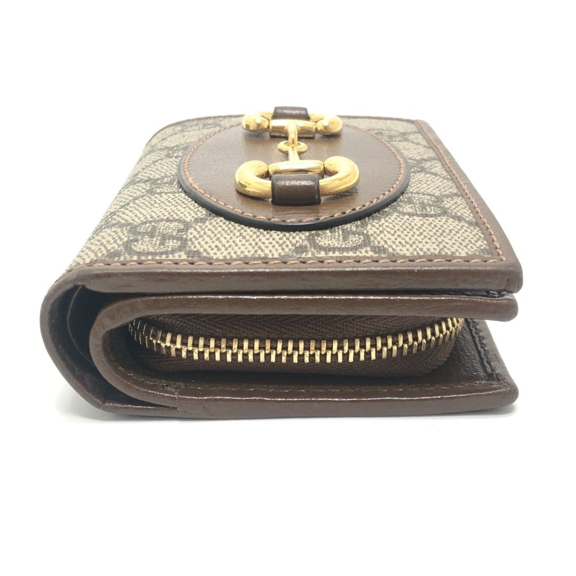 Gucci GUCCI 726846 Horsebit 1955 Compact Wallet, Mini GG Supreme, Bi-fold Supreme Canvas, Women's, Brown Size ONE SIZE - 4 Thumbnail