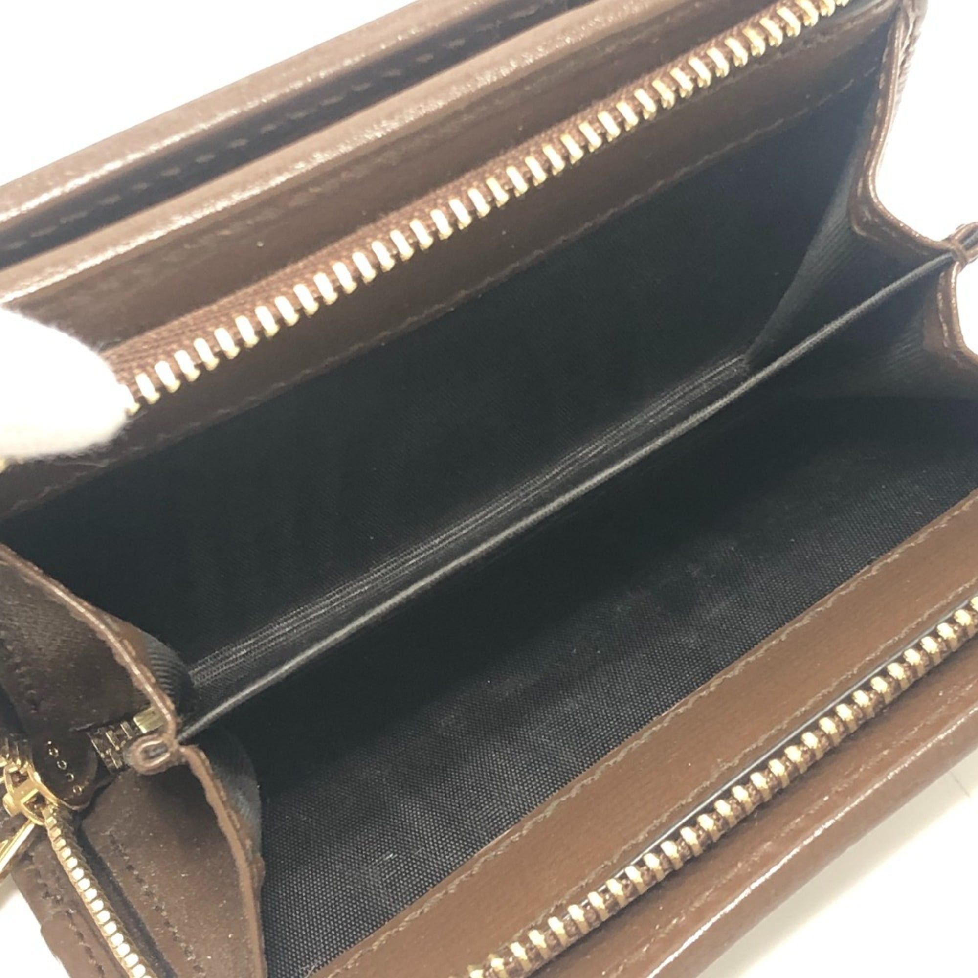 Gucci GUCCI 726846 Horsebit 1955 Compact Wallet, Mini GG Supreme, Bi-fold Supreme Canvas, Women's, Brown Size ONE SIZE - 15 Thumbnail