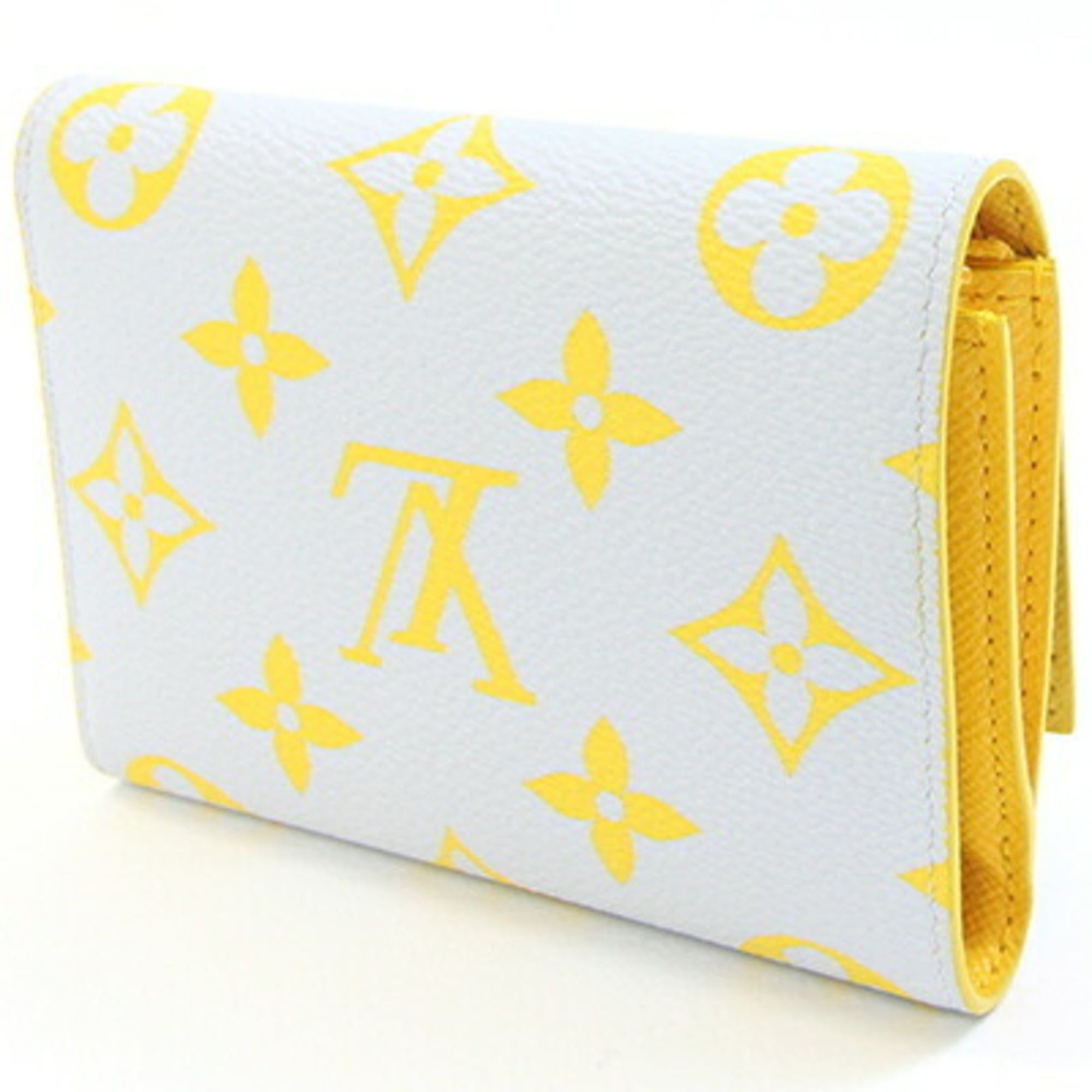 Louis Vuitton Louis Vuitton Tri-fold Wallet Monogram Glow Victor M14764 Light Gray Yellow Mini Compact Small Women's LOUIS VUITTON Size ONE SIZE - 2 Thumbnail