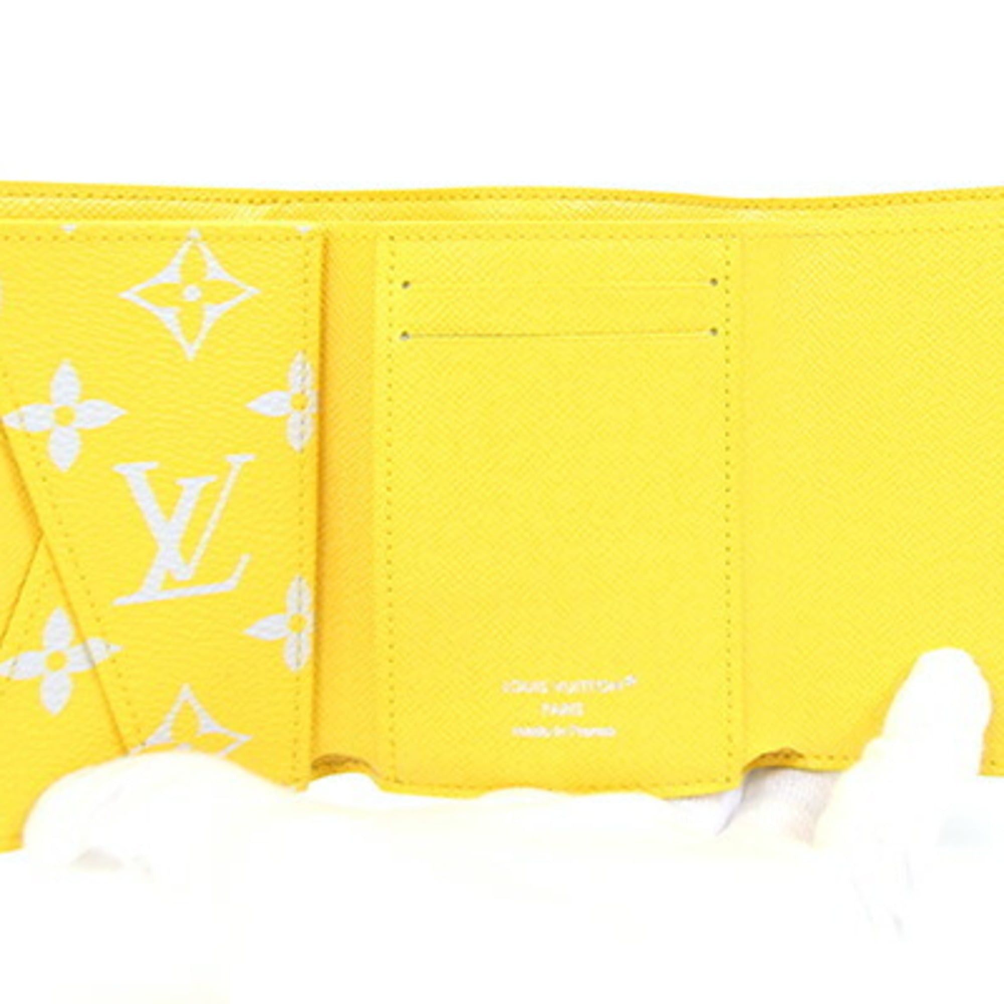 Louis Vuitton Louis Vuitton Tri-fold Wallet Monogram Glow Victor M14764 Light Gray Yellow Mini Compact Small Women's LOUIS VUITTON Size ONE SIZE - 4 Thumbnail