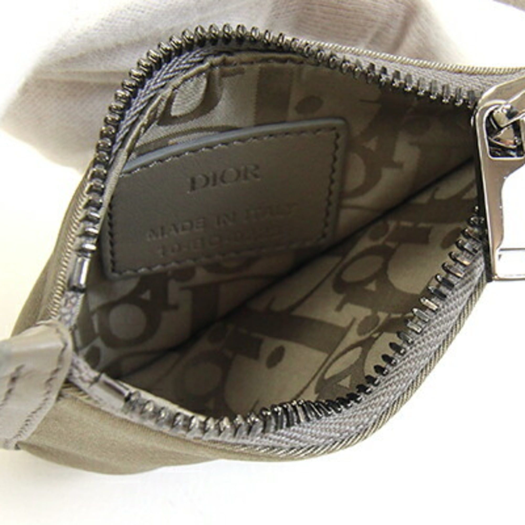 Dior Christian Dior Dior Wallet/Coin Case, Saddle Pattern, Grayish Khaki Nylon Leather, Coin Purse, Handbag, Pouch, Compact Wallet, Women's DIOR Size ONE SIZE - 3 Thumbnail