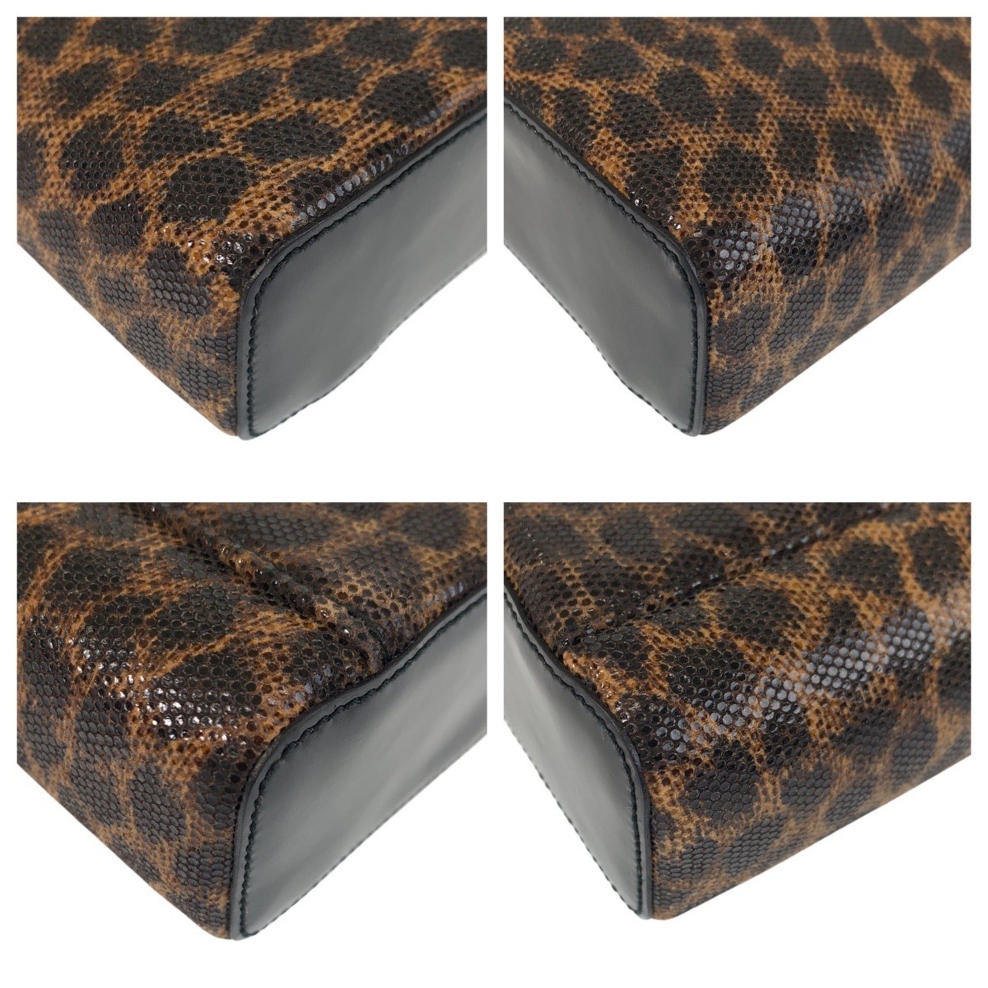 Loewe LOEWE Vintage Leopard Brown Black Gold Hardware Enamel Handbag Vanity Bag for Women Size ONE SIZE - 3 Thumbnail