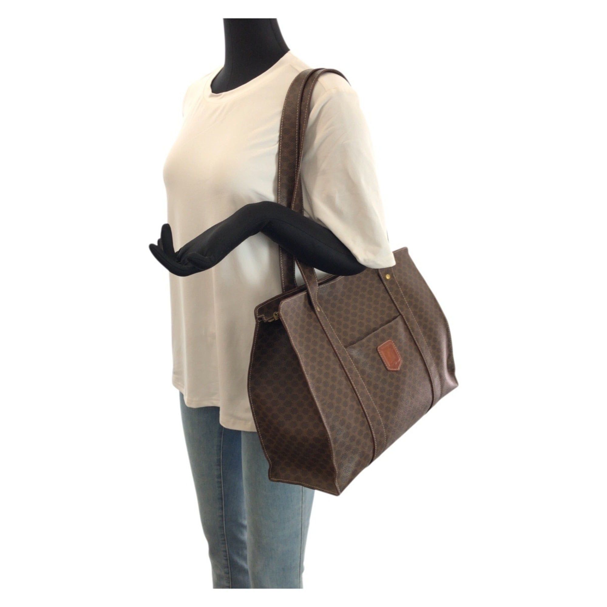 Celine CELINE Macadam Dark Brown Tote Bag/Shoulder Bag for Women (MC97 2) Size ONE SIZE - 7 Thumbnail