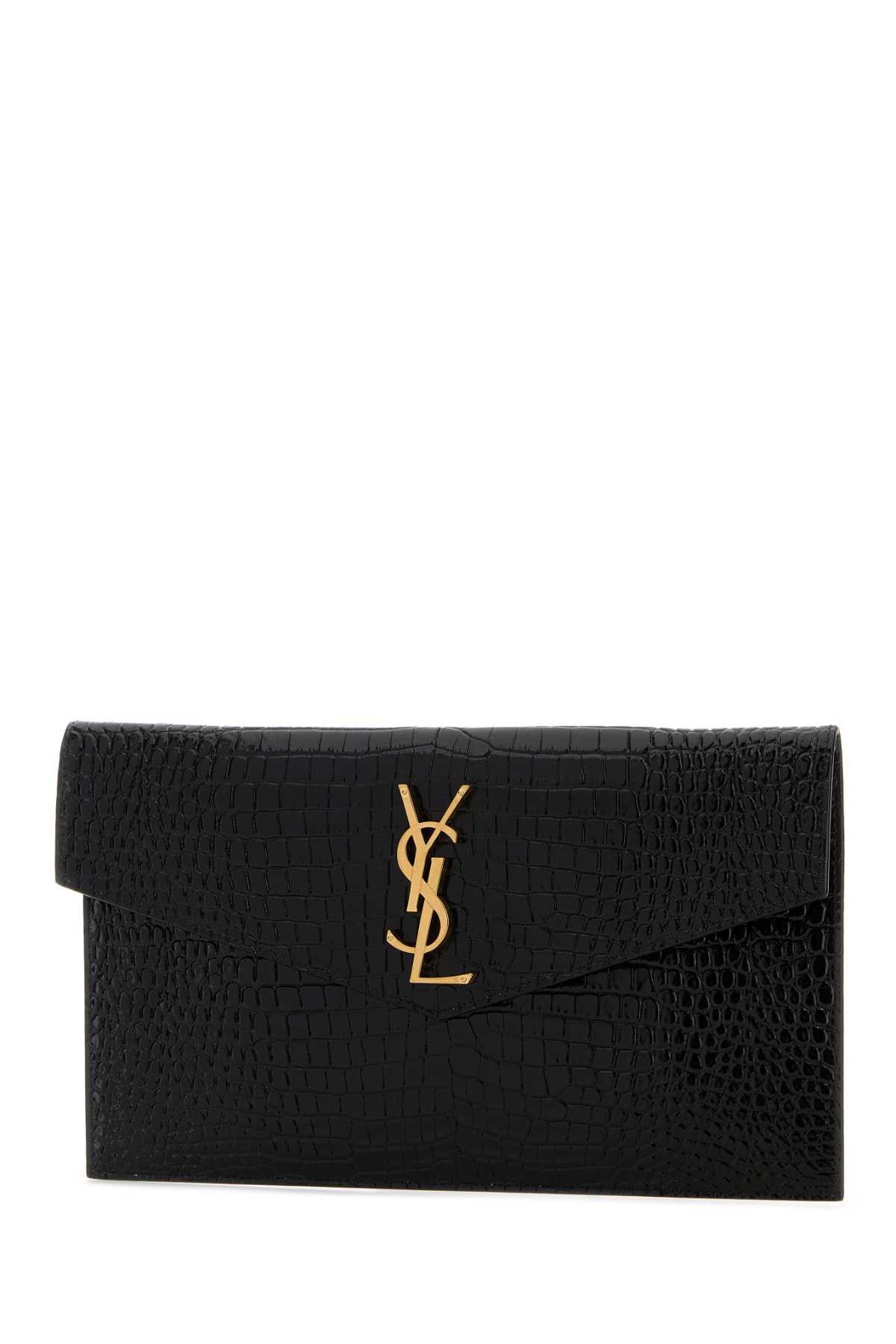 Saint Laurent Paris Black Leather Uptown Clutch Size ONE SIZE - 2 Thumbnail