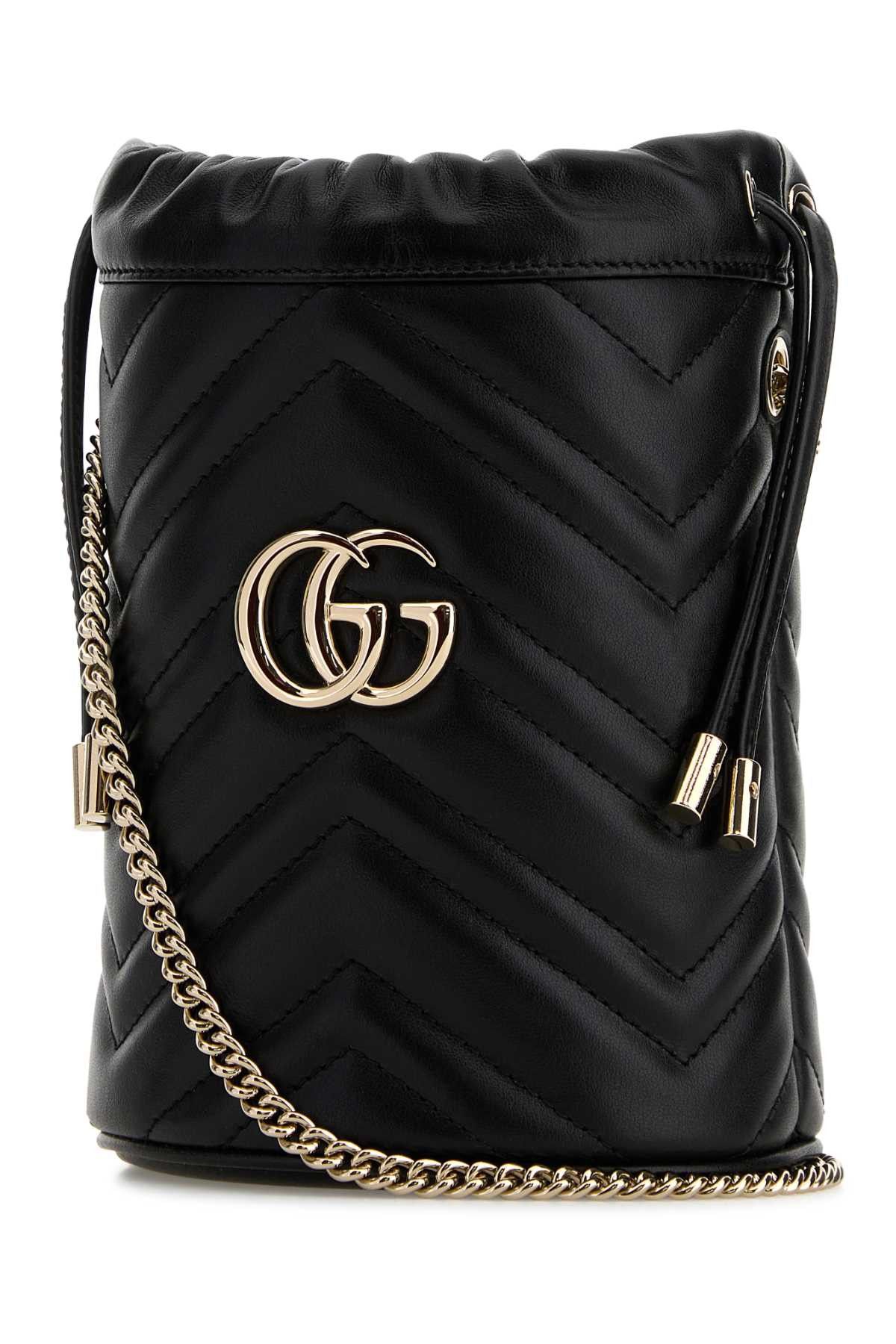 Gucci Black Leather Small Gg Marmont Bucket Bag Size ONE SIZE - 2 Thumbnail