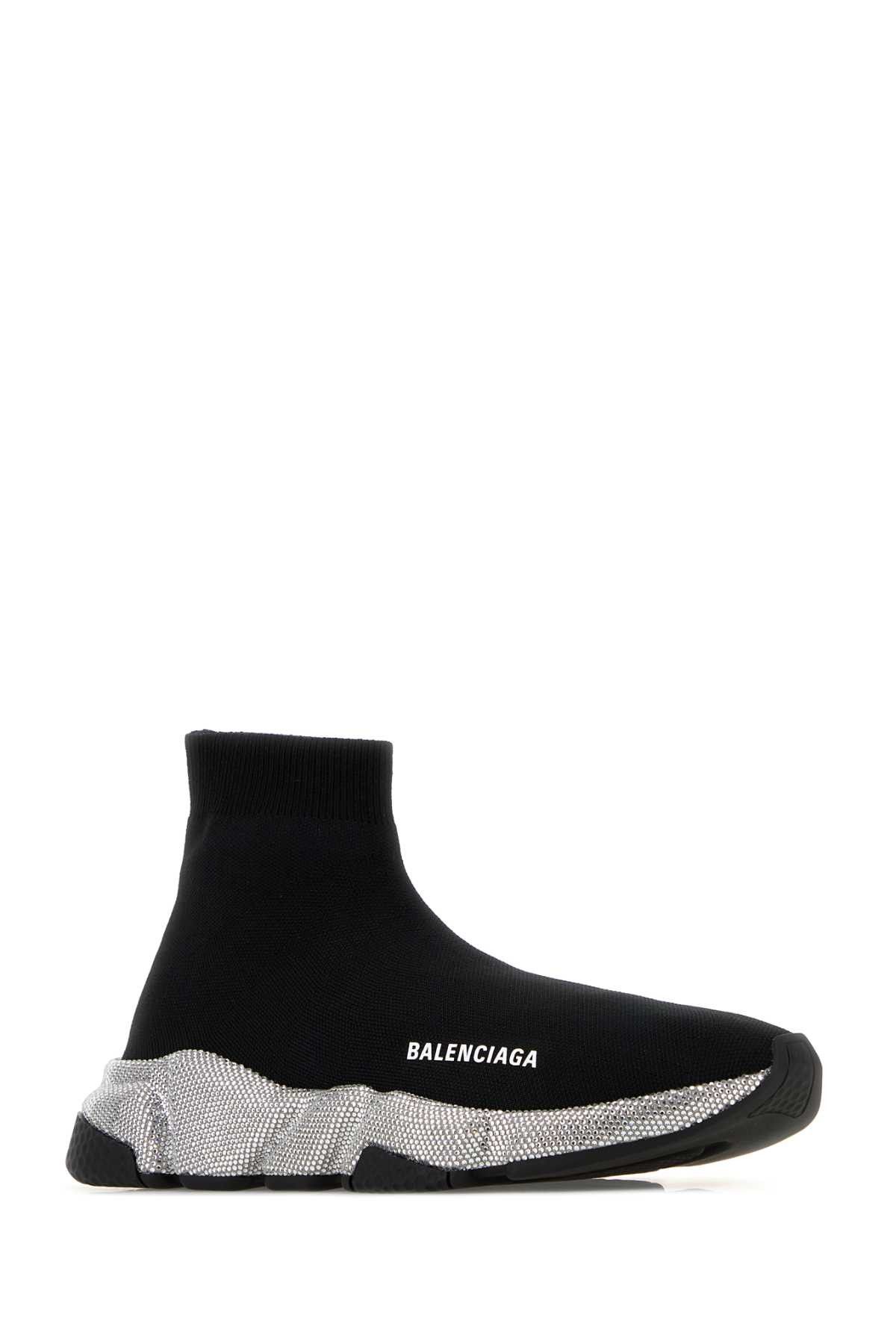 Balenciaga Black Stretch Nylon Speed Sneakers Size US 8 / IT 38 - 2 Thumbnail