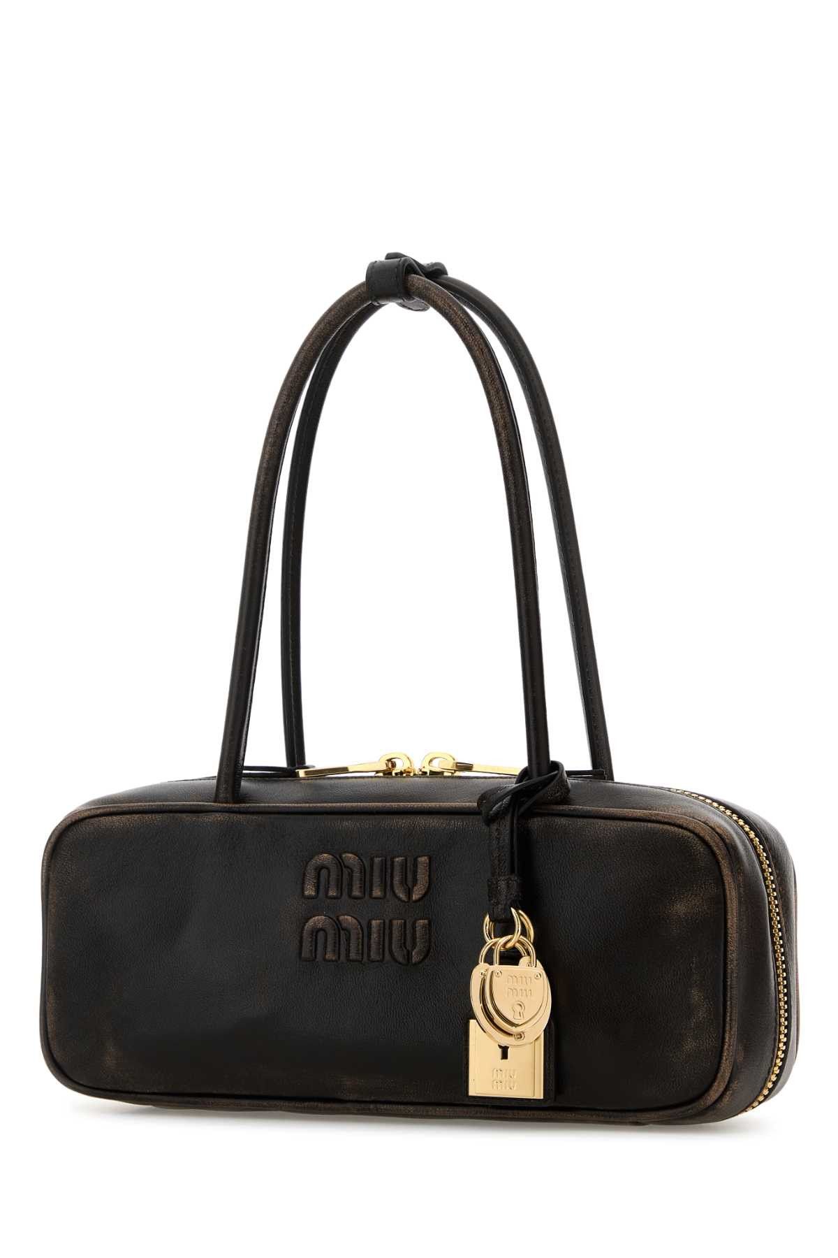 Miu Miu Dark Brown Leather Shoulder Bag Size ONE SIZE - 2 Thumbnail