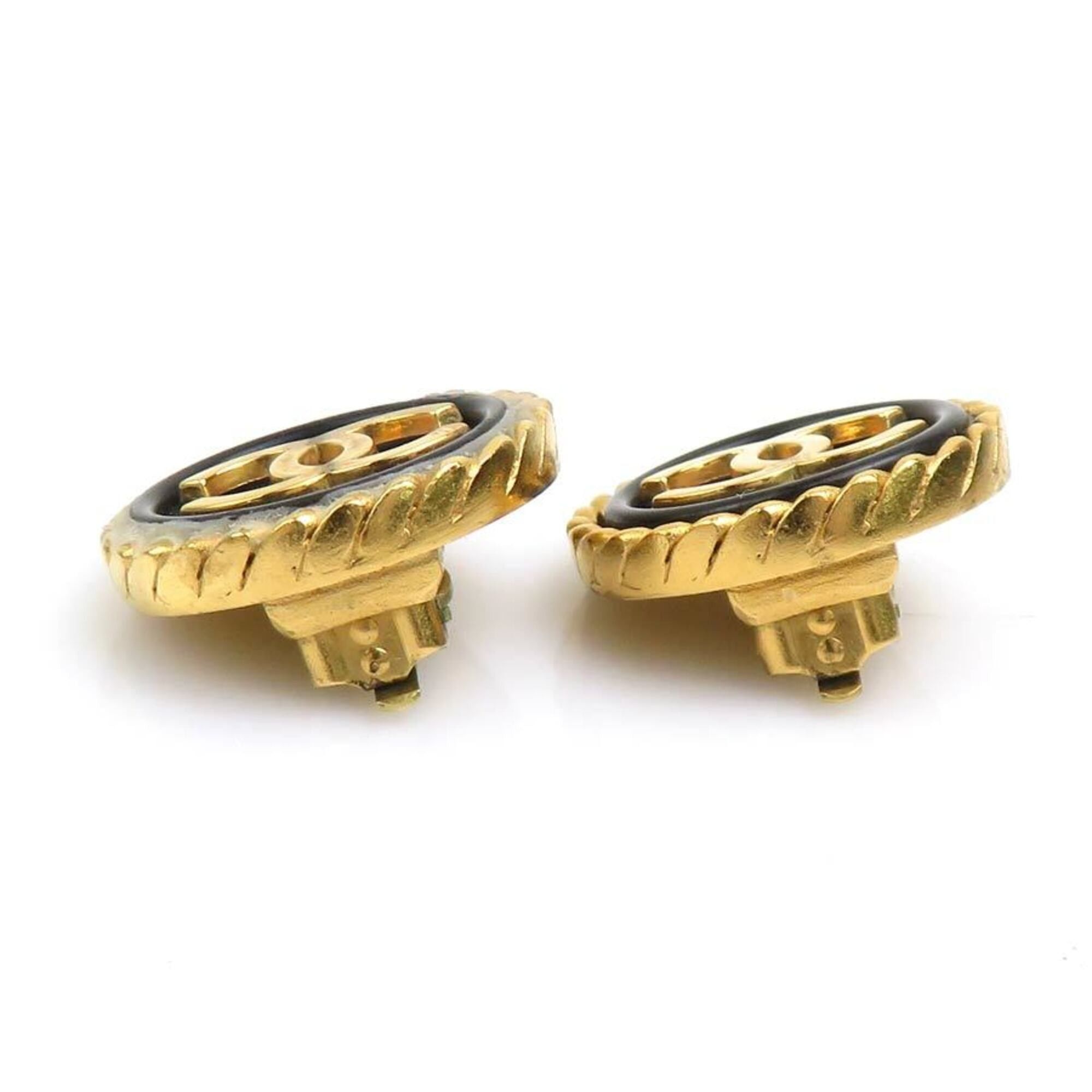 Chanel Chanel earrings, metal, black and gold, women's, h32119i Size ONE SIZE - 7 Thumbnail