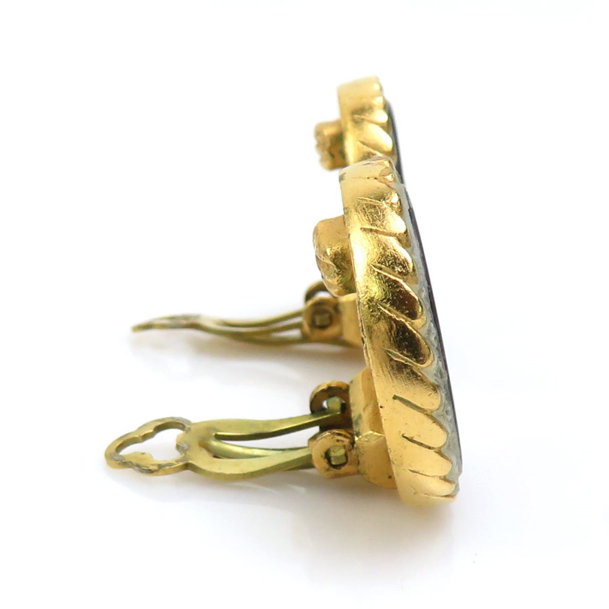 Chanel Chanel earrings, metal, black and gold, women's, h32119i Size ONE SIZE - 2 Thumbnail
