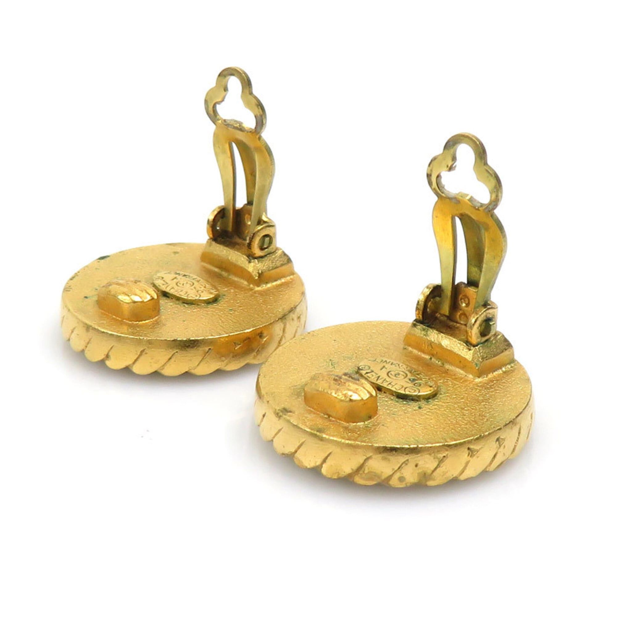 Chanel Chanel earrings, metal, black and gold, women's, h32119i Size ONE SIZE - 4 Thumbnail