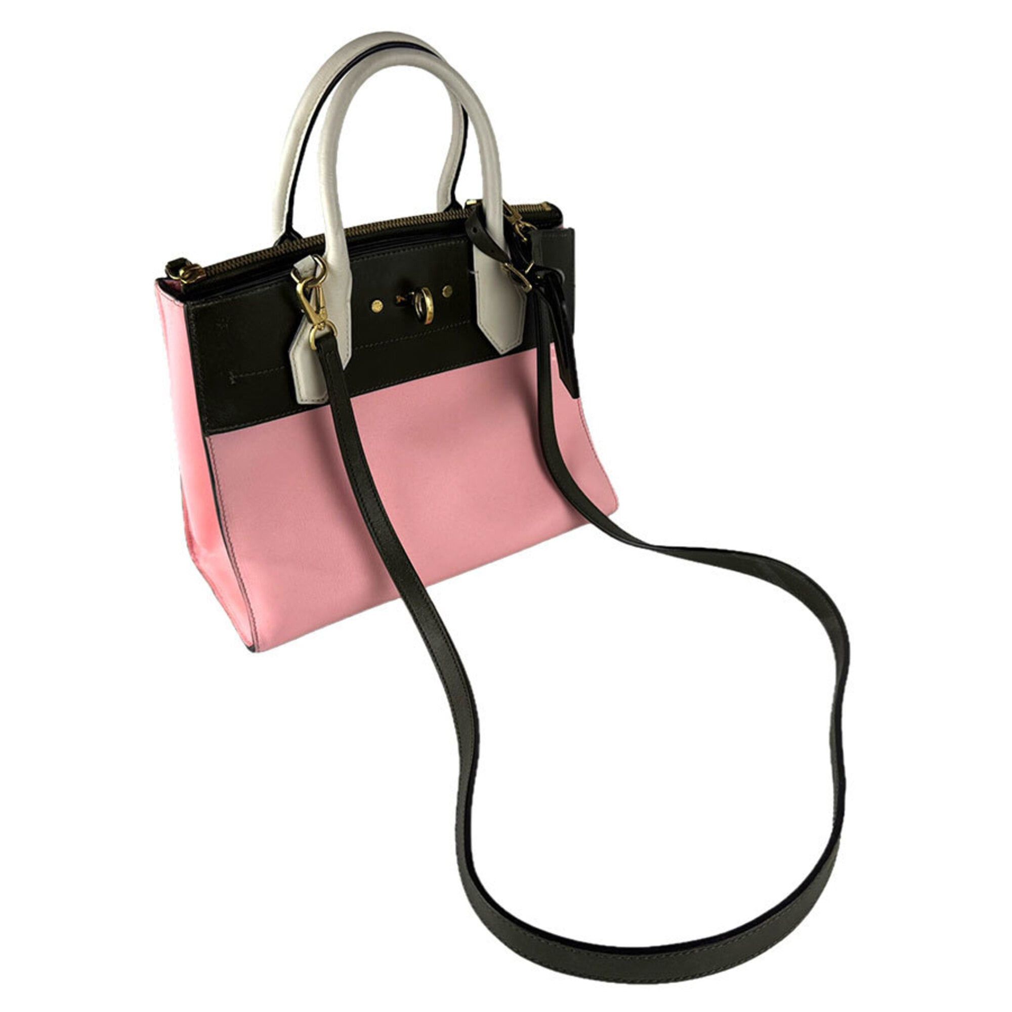 Louis Vuitton Louis Vuitton City Steamer PM Leather Handbag/Shoulder Bag, Pink, Khaki, White, Women's, M42188 z9256 Size ONE SIZE - 11 Thumbnail