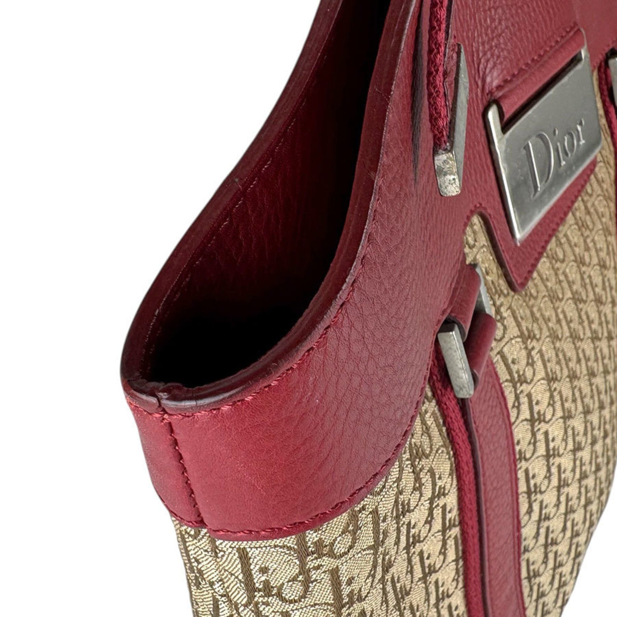 Dior Christian Dior handbag, leather and canvas, red brown, women's, z9180 Size ONE SIZE - 6 Thumbnail
