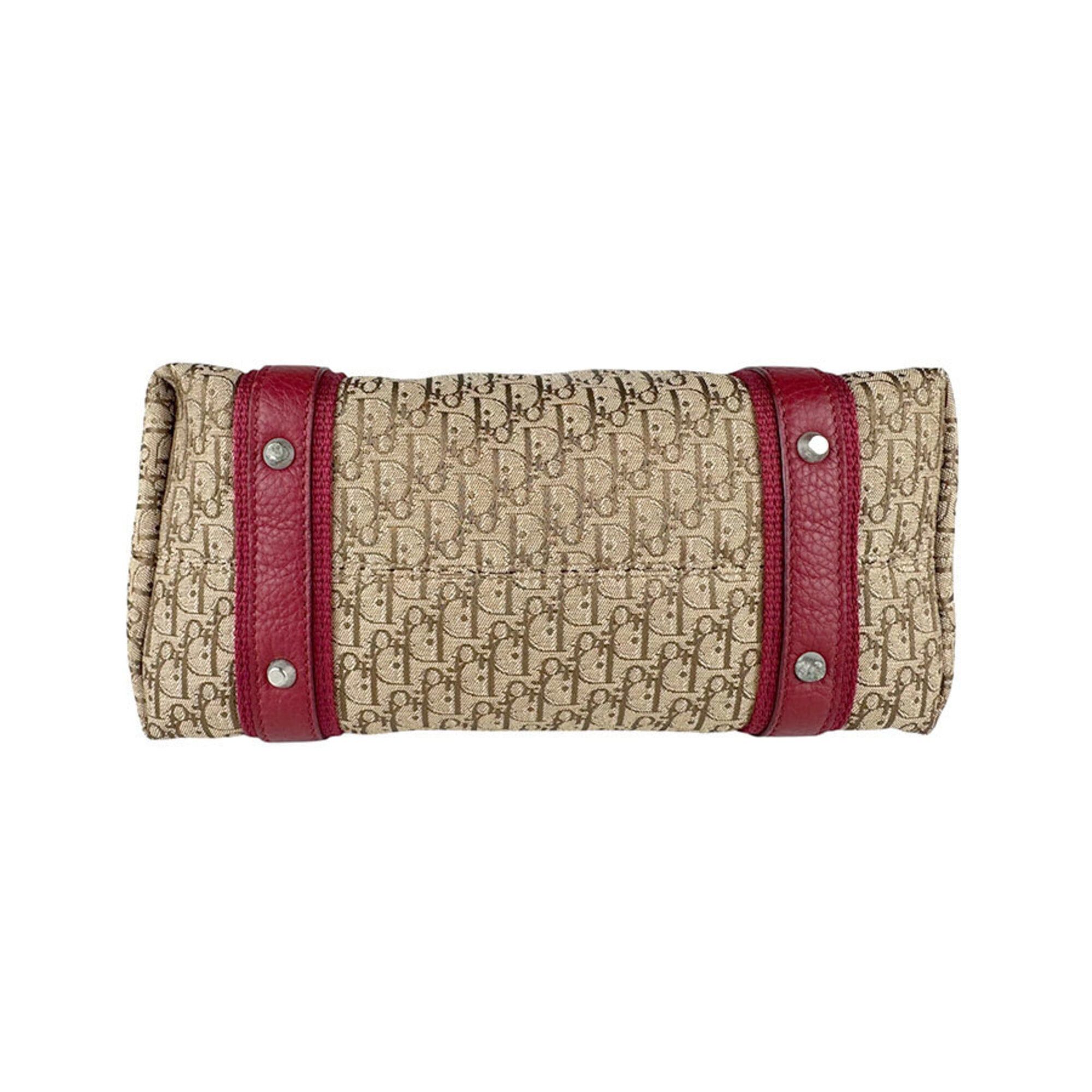 Dior Christian Dior handbag, leather and canvas, red brown, women's, z9180 Size ONE SIZE - 4 Thumbnail