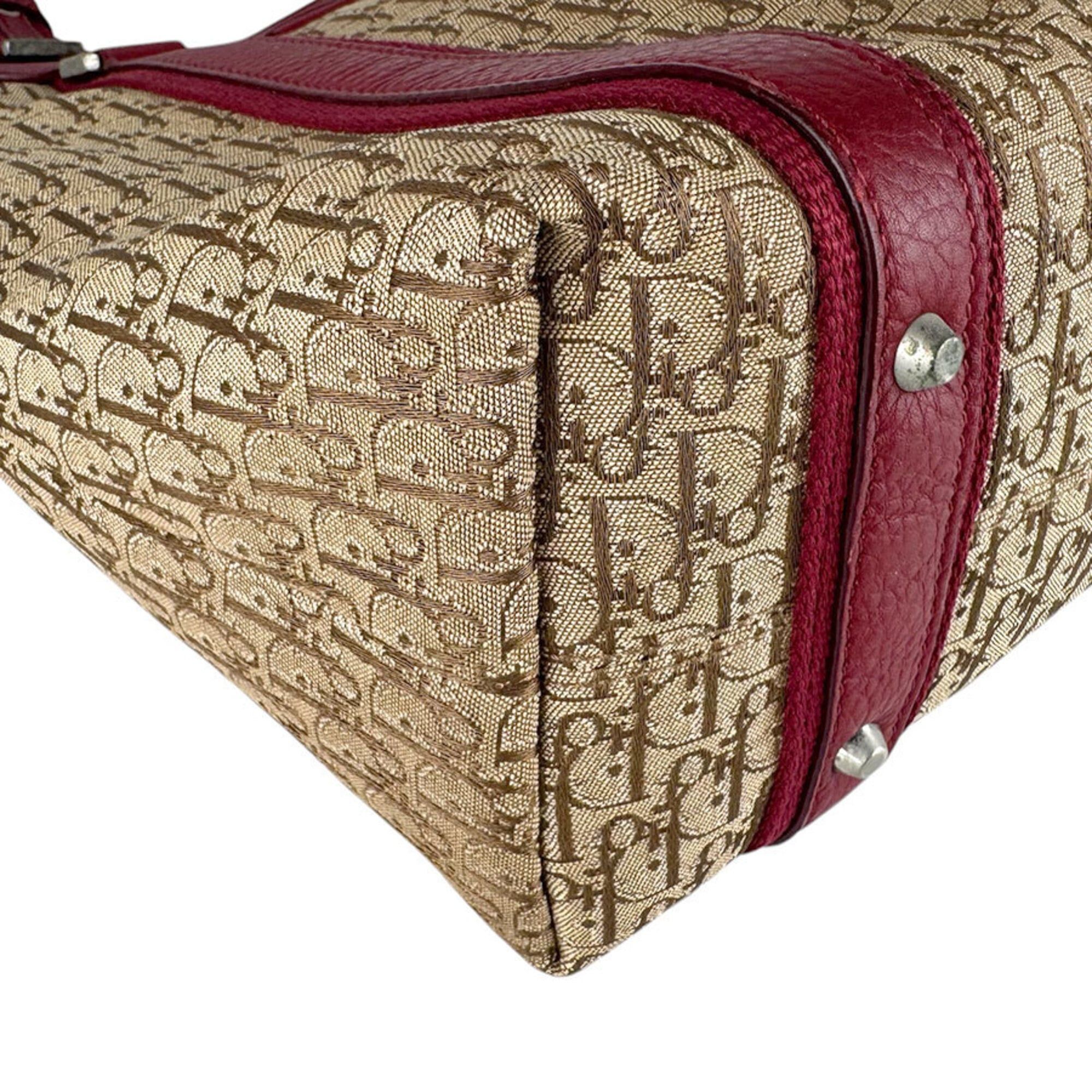 Dior Christian Dior handbag, leather and canvas, red brown, women's, z9180 Size ONE SIZE - 8 Thumbnail
