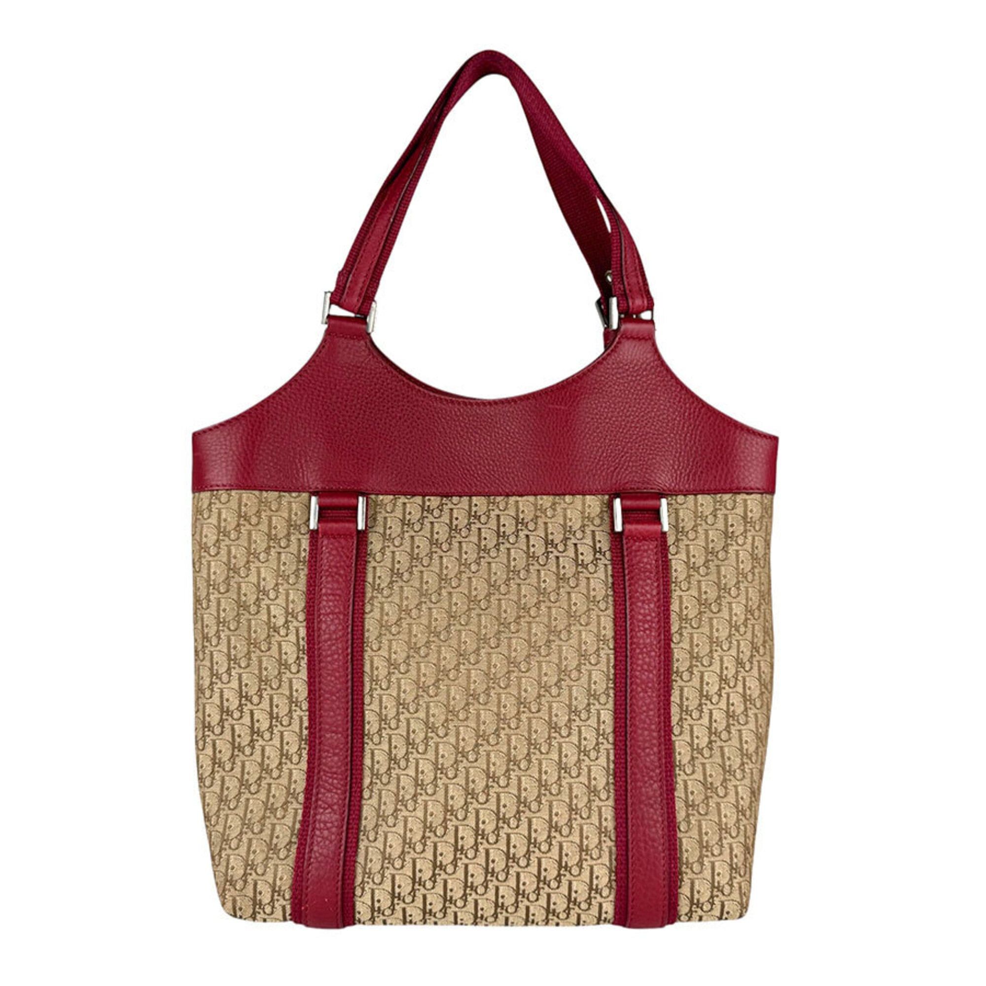 Dior Christian Dior handbag, leather and canvas, red brown, women's, z9180 Size ONE SIZE - 3 Thumbnail