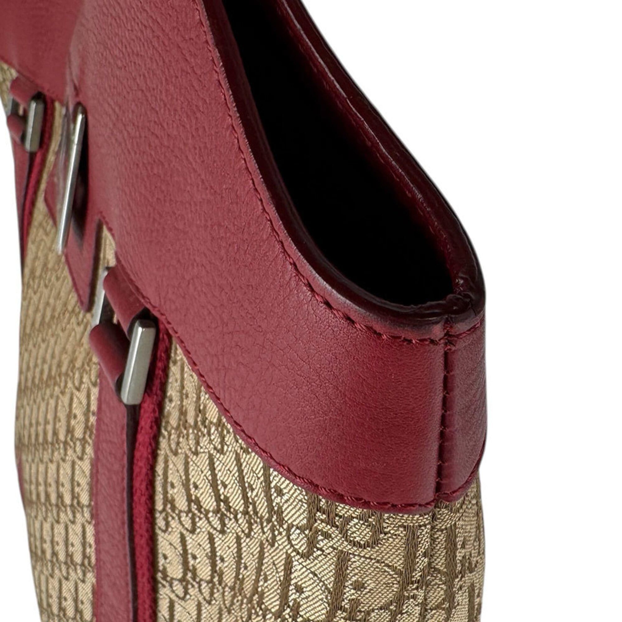 Dior Christian Dior handbag, leather and canvas, red brown, women's, z9180 Size ONE SIZE - 7 Thumbnail
