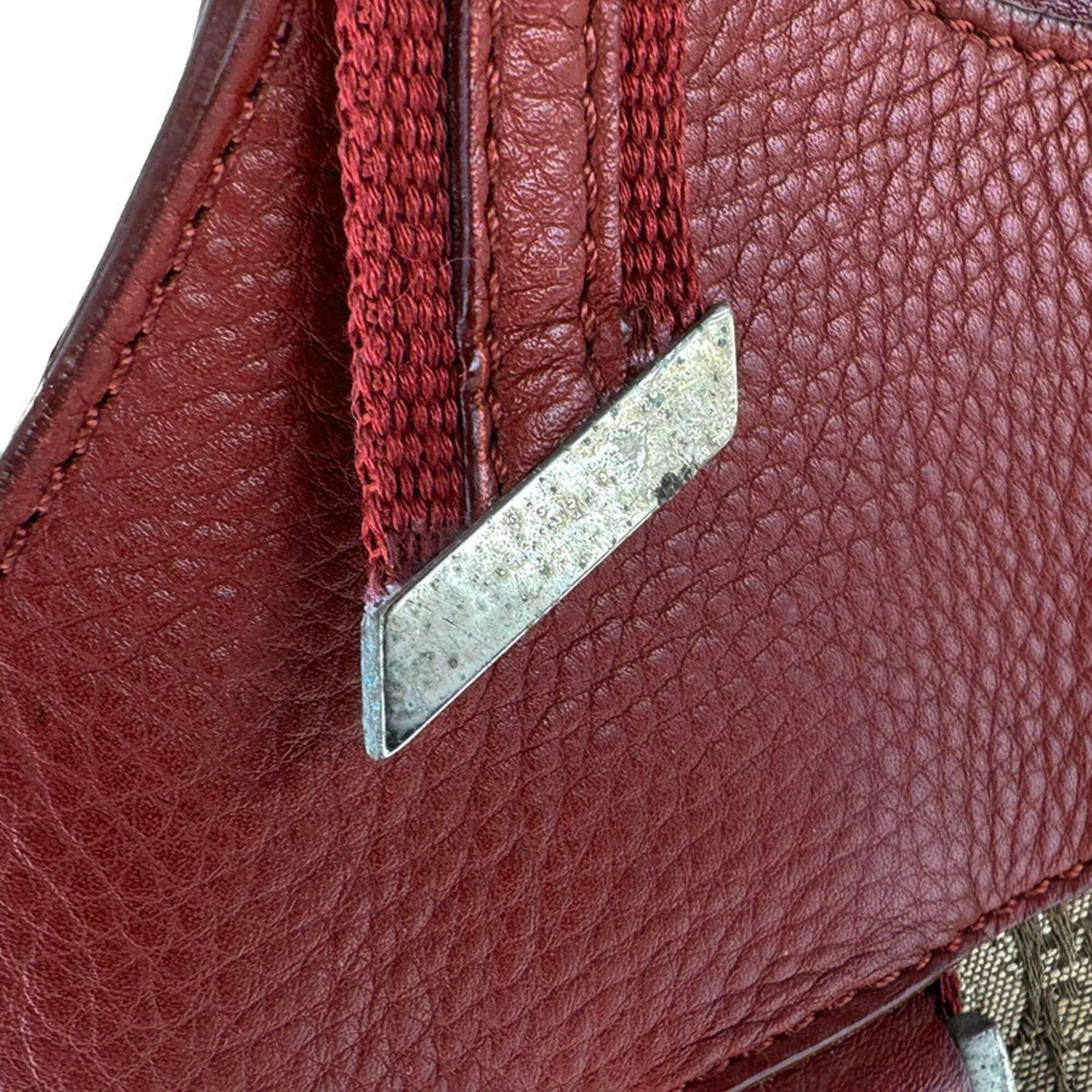 Dior Christian Dior handbag, leather and canvas, red brown, women's, z9180 Size ONE SIZE - 13 Thumbnail