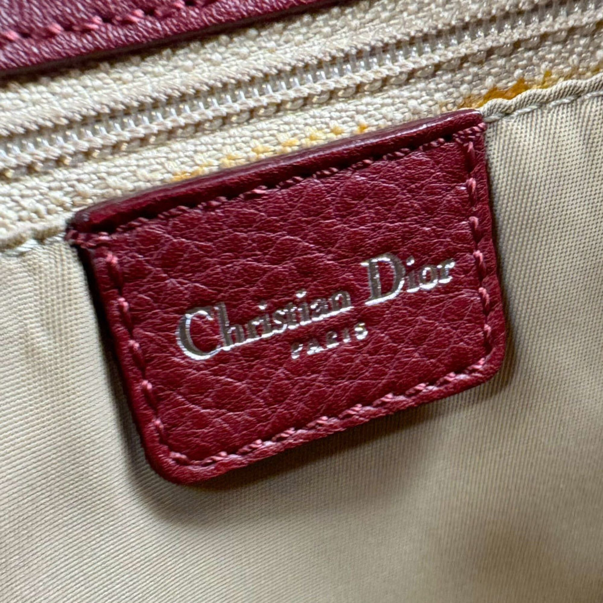 Dior Christian Dior handbag, leather and canvas, red brown, women's, z9180 Size ONE SIZE - 11 Thumbnail