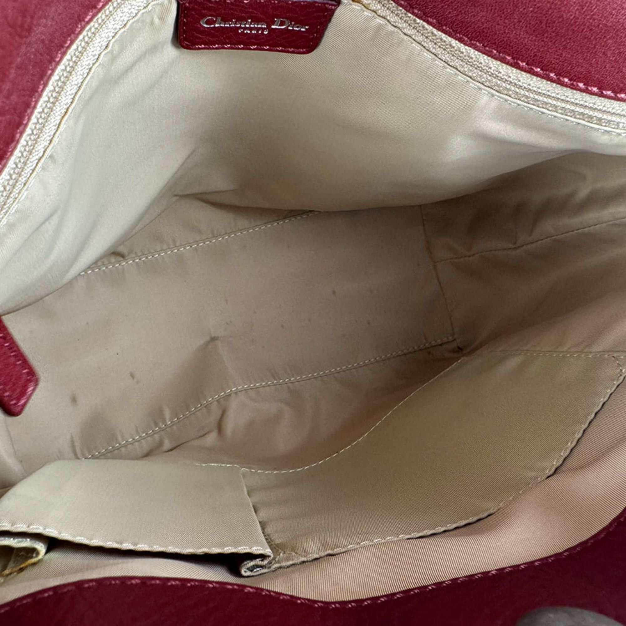 Dior Christian Dior handbag, leather and canvas, red brown, women's, z9180 Size ONE SIZE - 5 Thumbnail