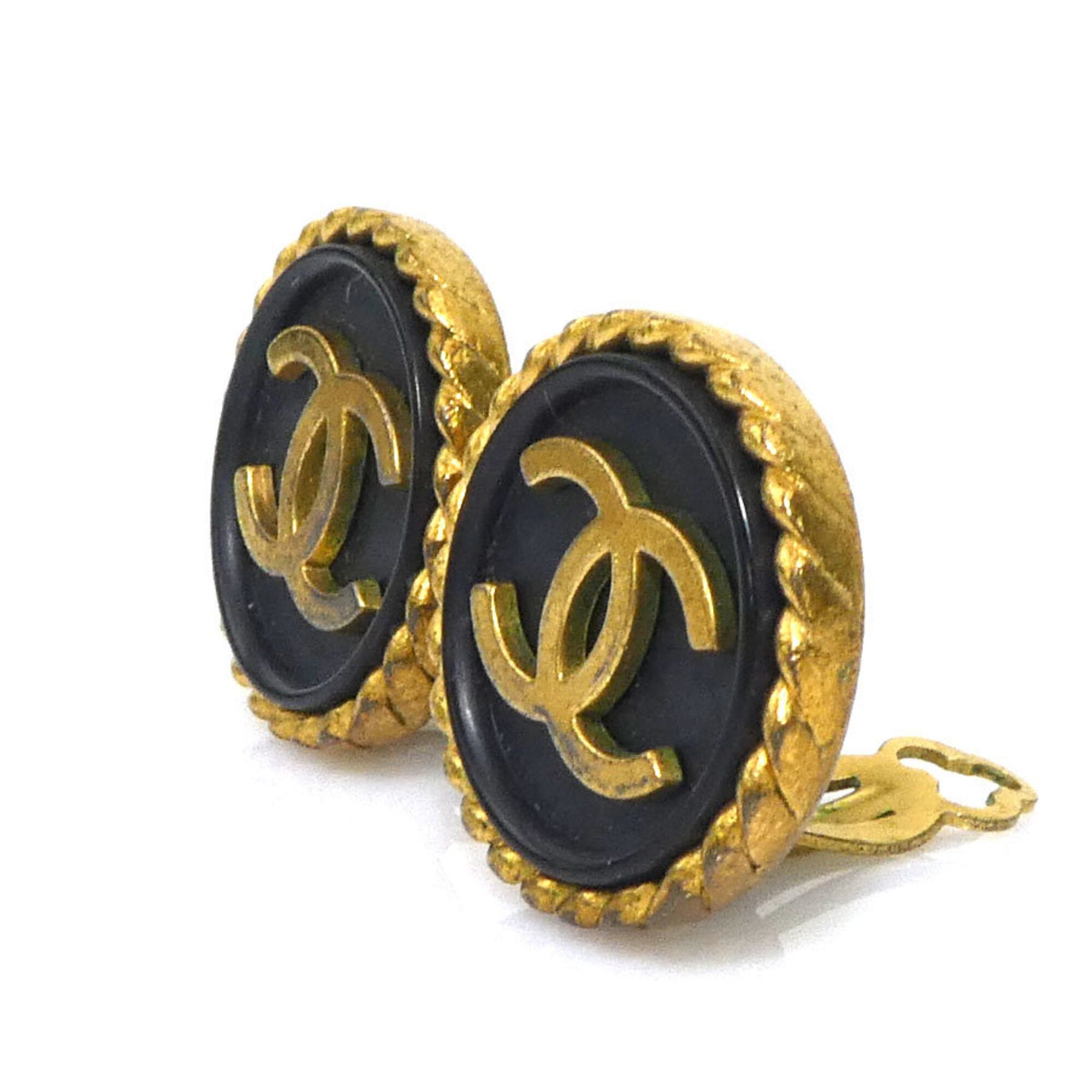 Chanel Chanel earrings, Coco Mark design, metal and plastic, gold black, for women, e61732a Size ONE SIZE - 3 Thumbnail