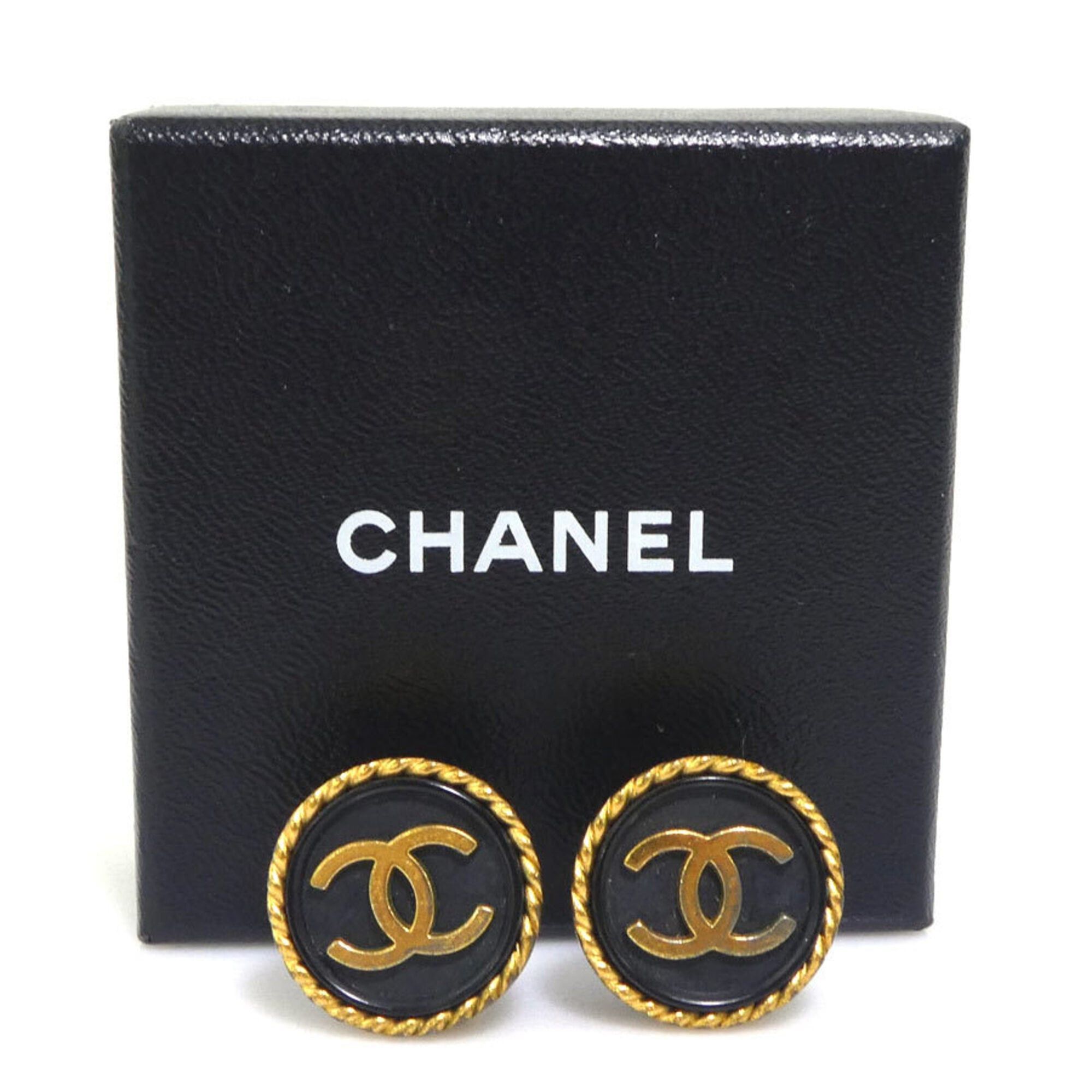 Chanel Chanel earrings, Coco Mark design, metal and plastic, gold black, for women, e61732a Size ONE SIZE - 9 Thumbnail