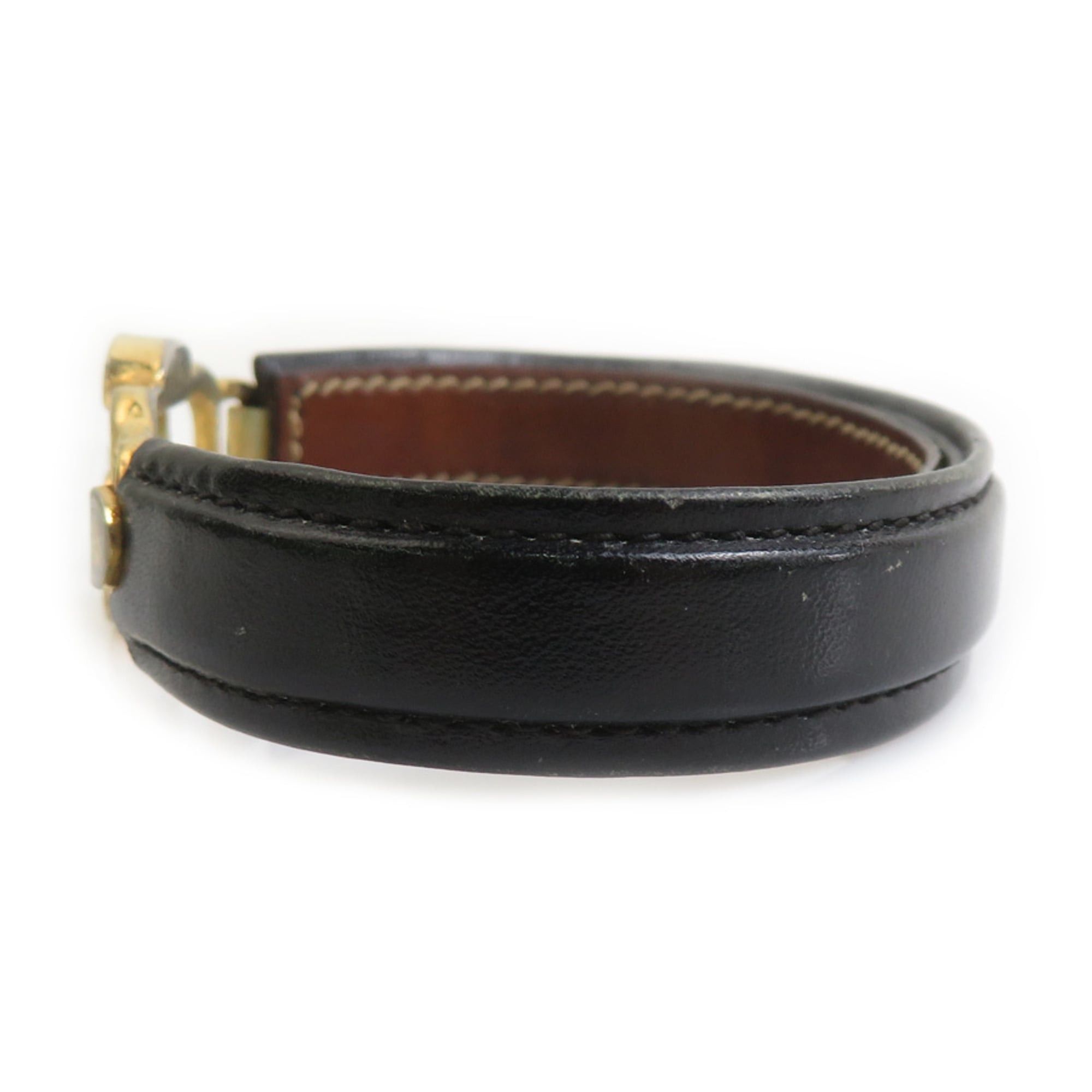 Celine Celine Bracelet Leather Metal Black Gold Women's e61740a Size ONE SIZE - 4 Thumbnail