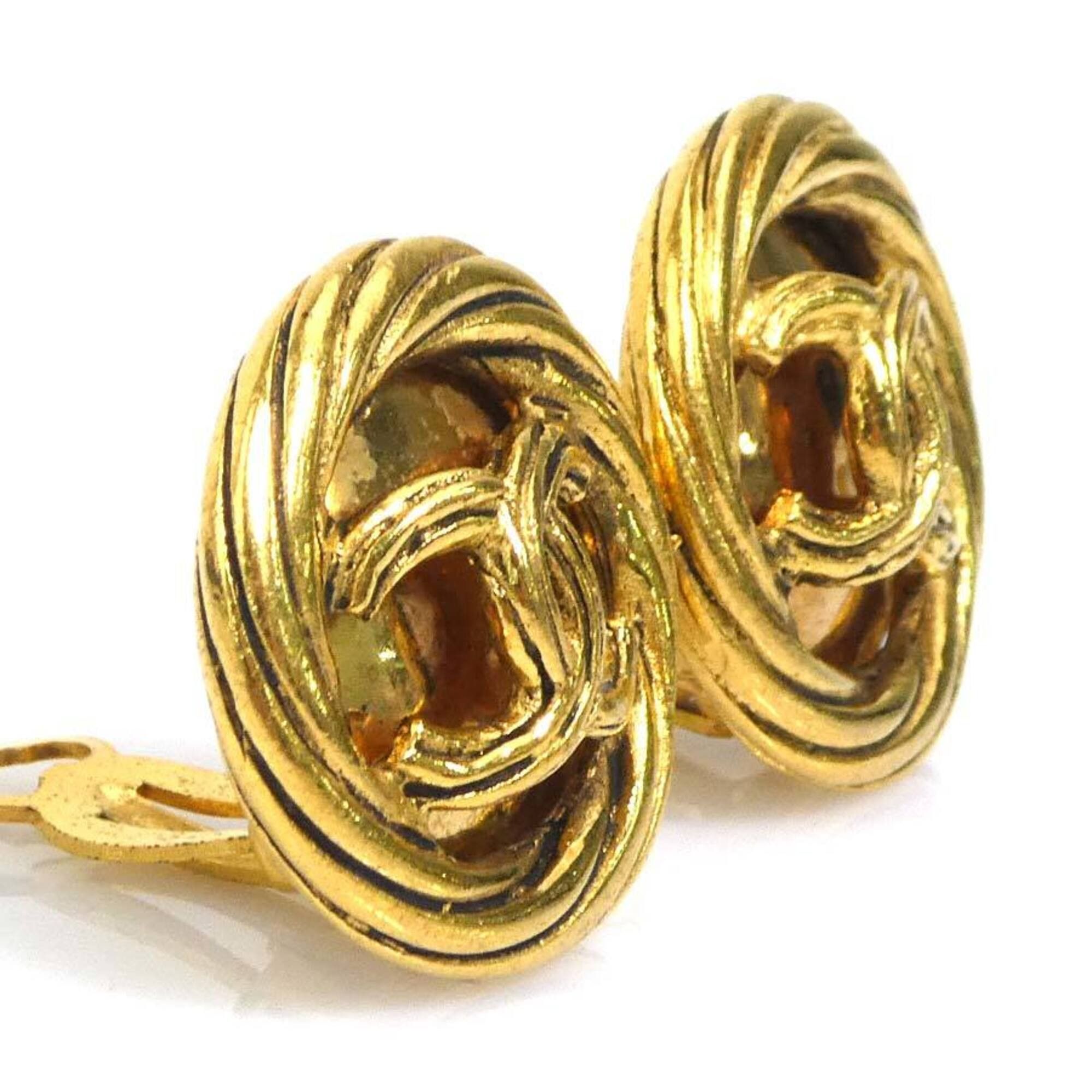 Chanel Chanel earrings, Coco Mark design, metal, gold, women's, e61735a Size ONE SIZE - 2 Thumbnail