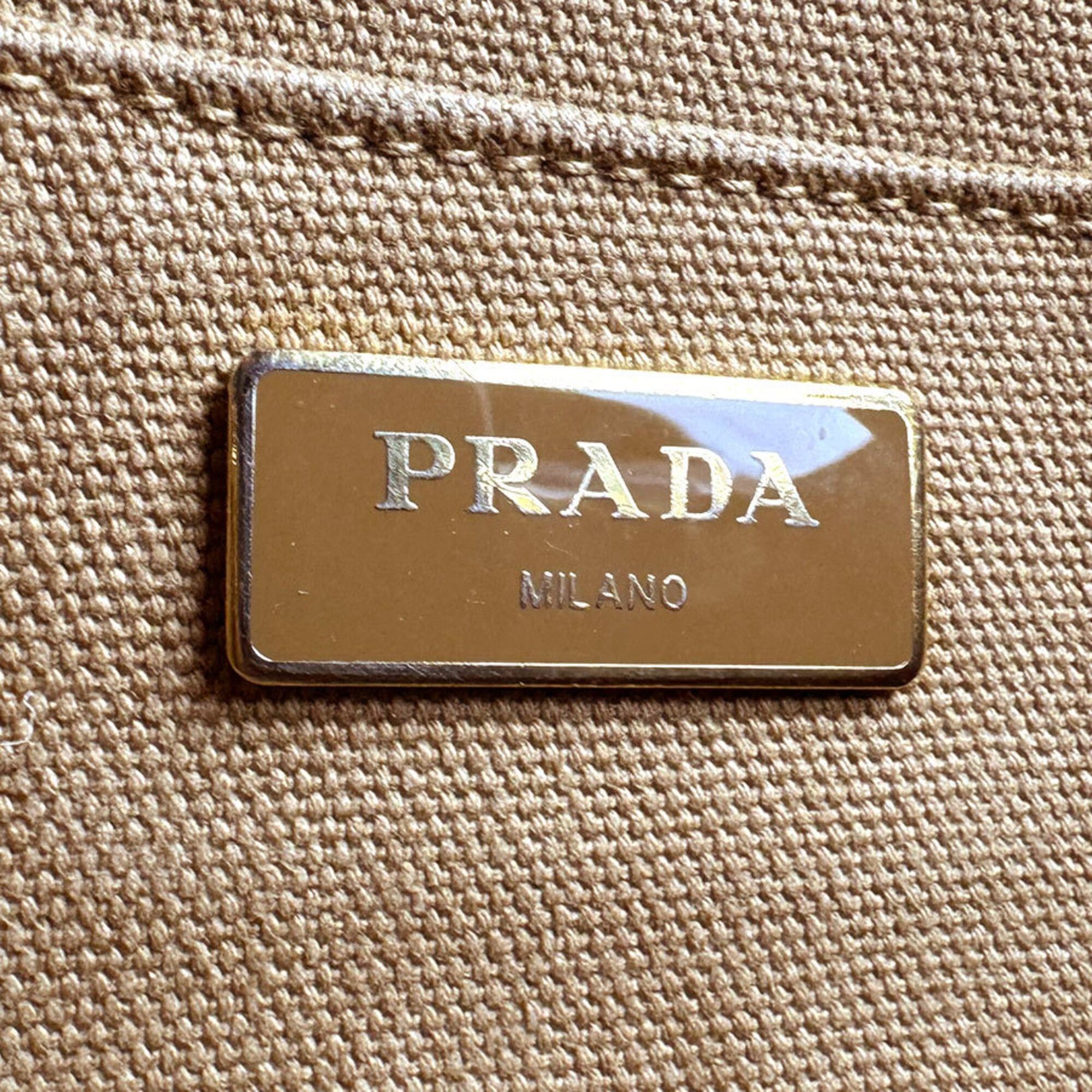 Prada Prada handbag shoulder bag Canapa canvas beige brown gold women's z9226 Size ONE SIZE - 14 Thumbnail