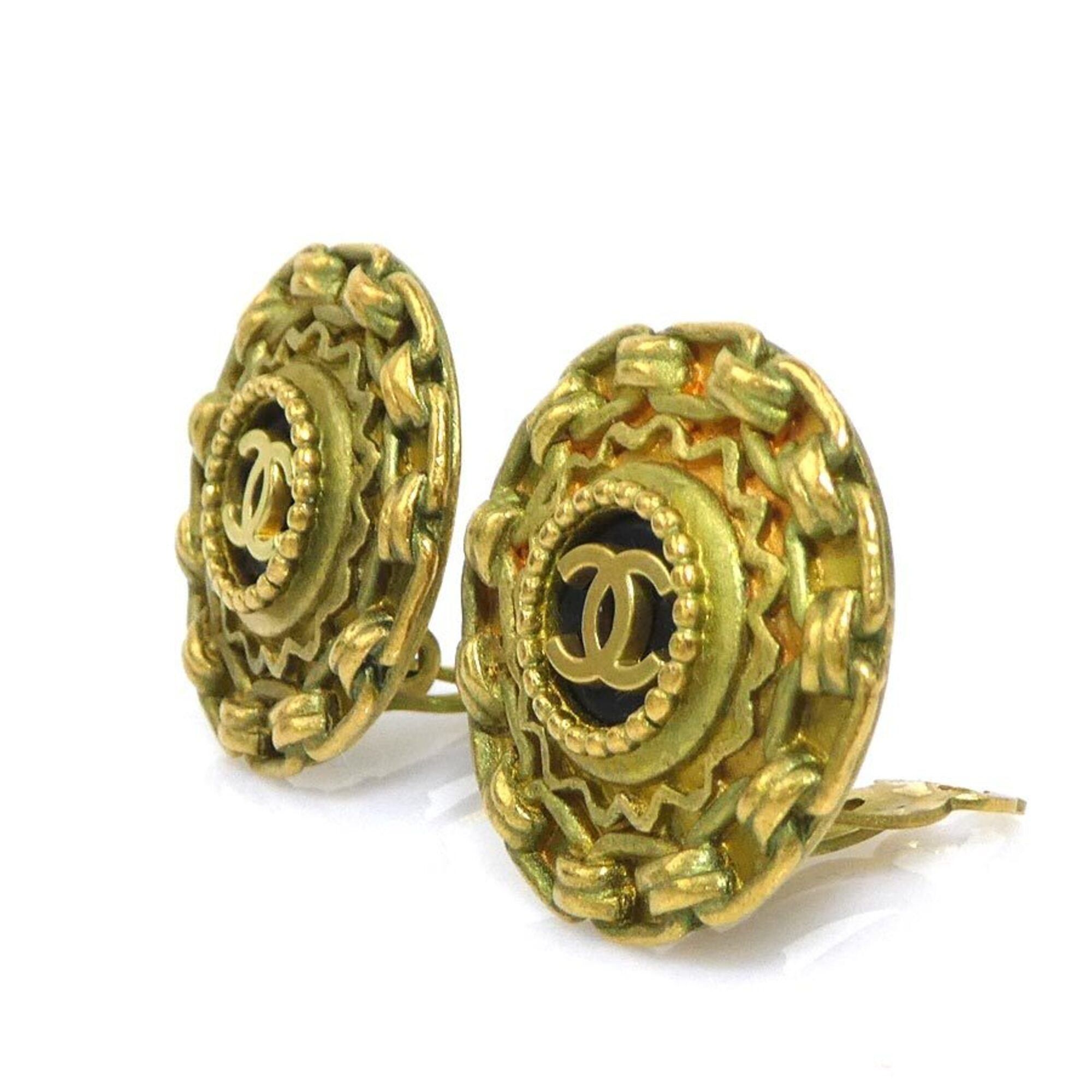Chanel Chanel earrings, Coco Mark design, metal and plastic, gold black, for women, e61733i Size ONE SIZE - 3 Thumbnail