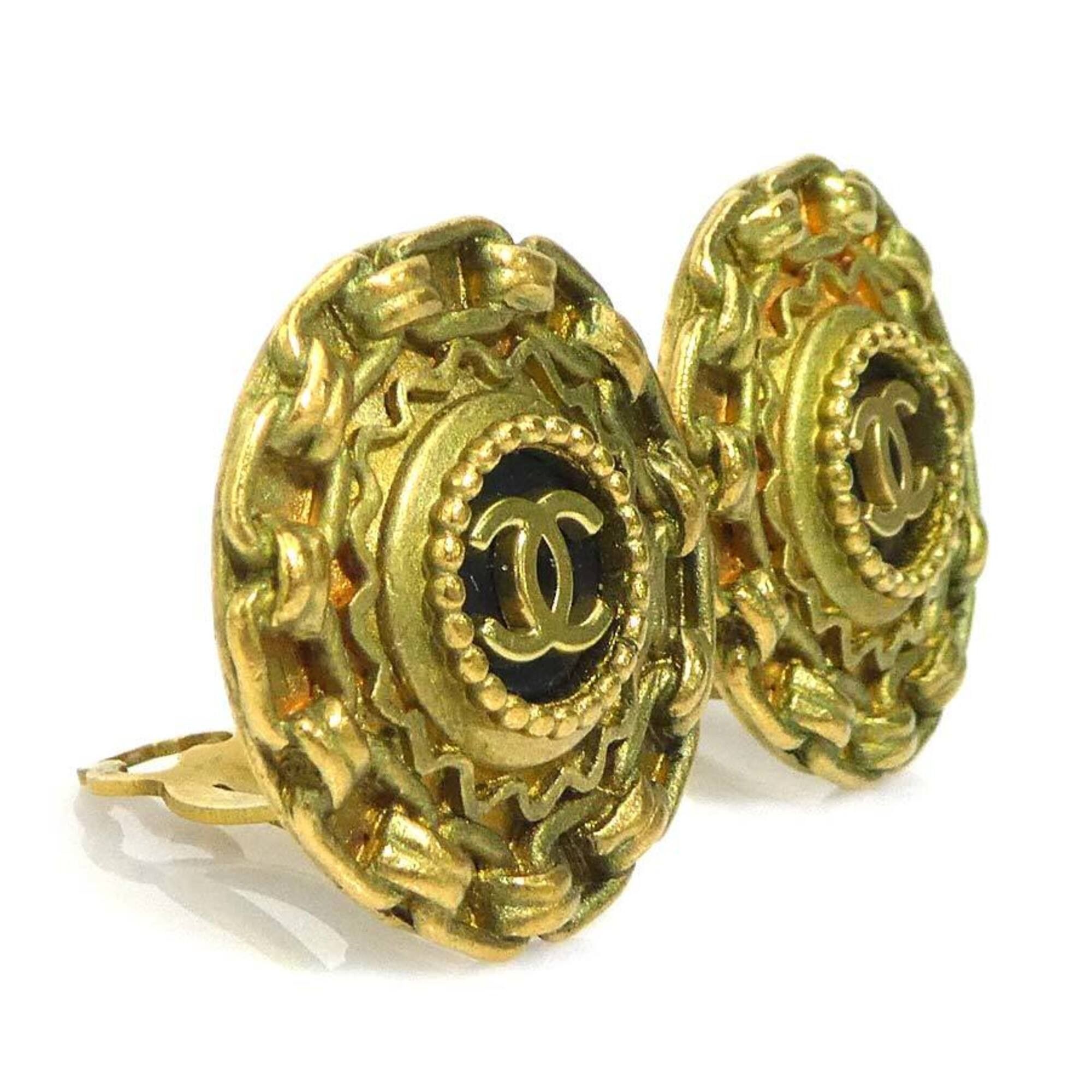 Chanel Chanel earrings, Coco Mark design, metal and plastic, gold black, for women, e61733i Size ONE SIZE - 2 Thumbnail